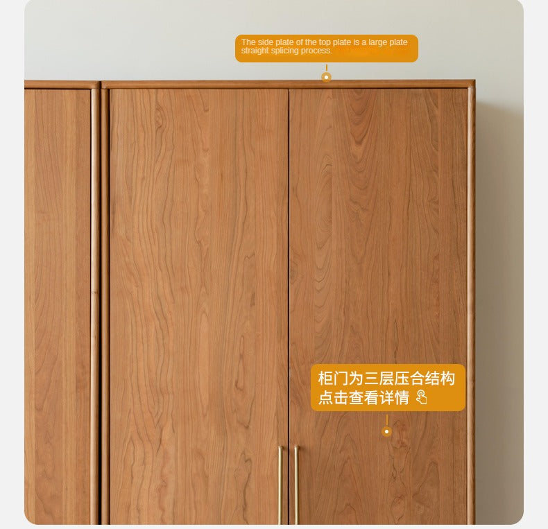 Solid Oak and Cherry Wood Wardrobe - Elegant and Durable Closet for Bedroom, Living Room, or Walk-In Closet Storage