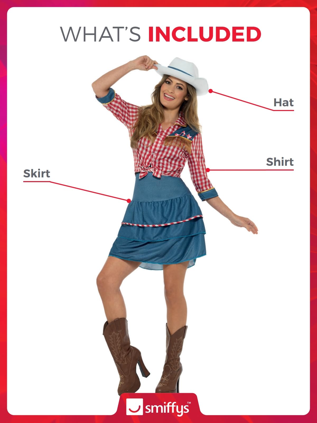 Smiffys Women's Rodeo Doll Costume - Western Party Outfit
