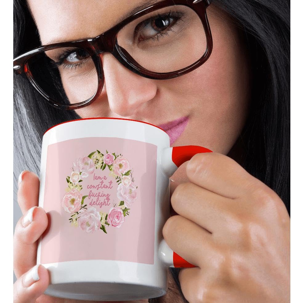 3D Rose 15oz Two-Tone Red and White Ceramic Coffee Mug - Perfect for Home, Office, or Gift Giving