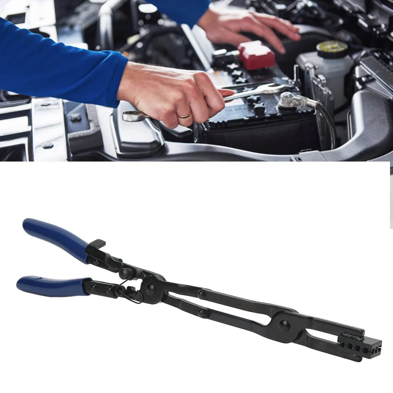 Keenso Hose Clamp Pliers - Long Reach Metal Hose Clamp Tool with Comfort Grip & Cross Cut Tip for Automotive Repair | Perfect for Mechanics, DIY Car Maintenance & Engine Work