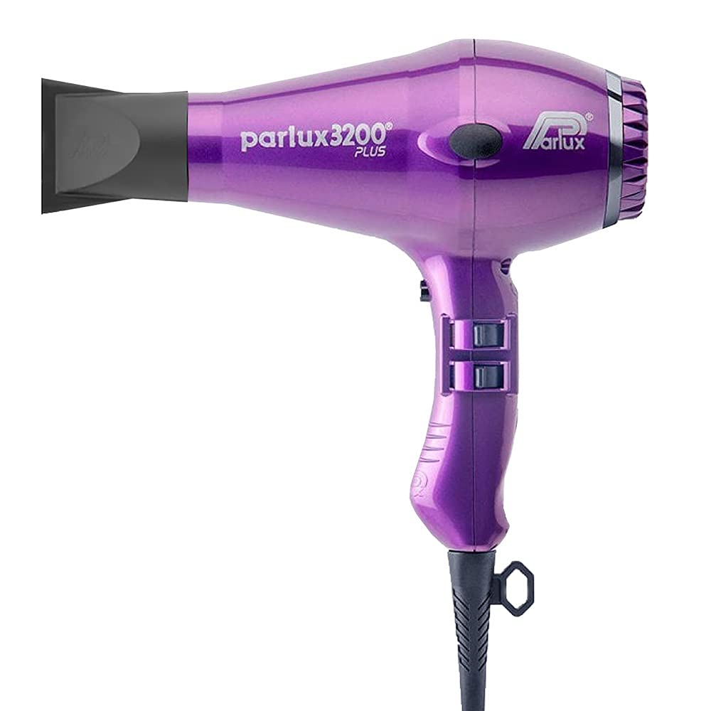 Parlux 3200 Plus Violet Professional Hair Dryer with Metal Mesh Diffuser - Ionic Styling Blow Dryer for Salon & Home Use - Perfect for Curly, Wavy & Thick Hair Styling