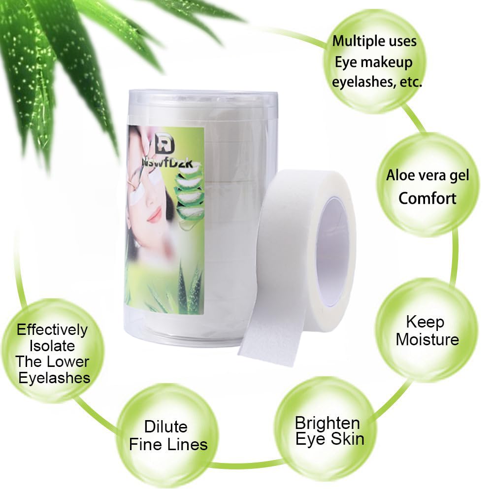 Best Aloe Makeup Tape for Eyeshadow & Mascara - 6 Pack White Eyelash Extension Tape for Professional Lash Tech Supplies | Perfect for Salon & Home Use