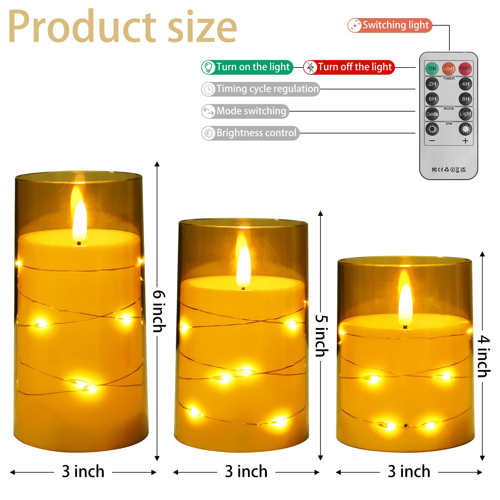 Flameless LED Candles with Remote & Timer - Battery Operated Flickering Candles for Romantic Ambiance, Halloween Decor - Durable Acrylic Shell with Embedded Star String - Perfect for Weddings, Dinner Parties & Relaxation