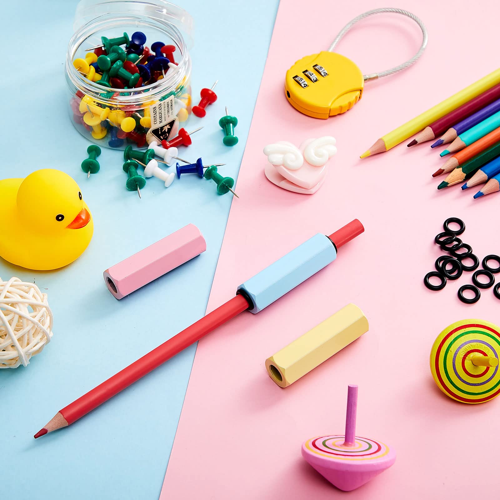 Gersoniel 3-Piece Colorful Metal Pencil Weights Set - Handwriting Aid for Autism Learning, Pencil Grip Helper (Pink, Light Yellow, Light Blue) - Perfect for Classroom, Therapy & Home Writing Practice