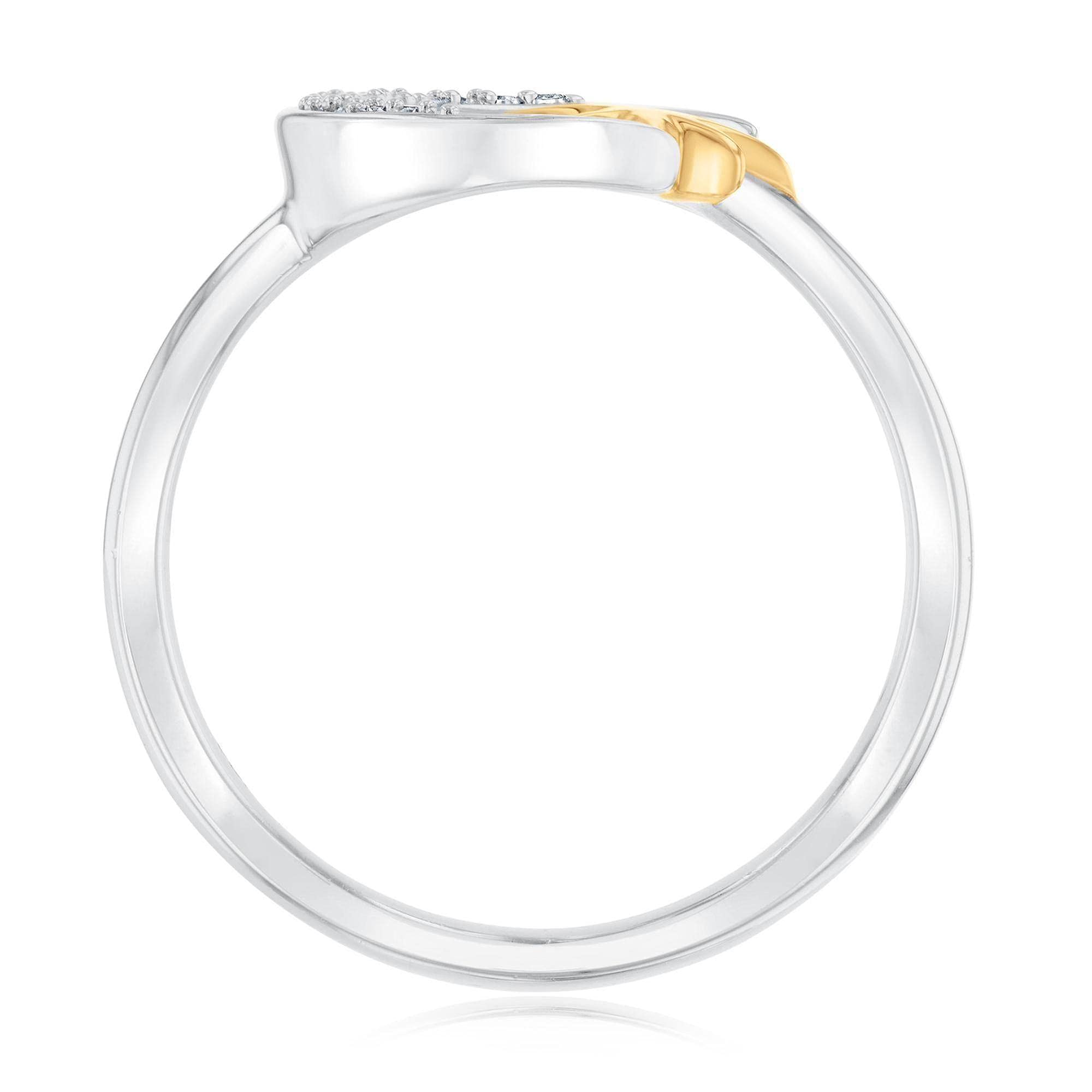 Reeds Radiant Universe Celestial Diamond Moon Star Two-Tone Ring 1/20ctw - Size 7 | Sterling Silver Zodiac Jewelry for Women | Perfect for Birthday Gifts, Anniversary & Celestial-Themed Occasions