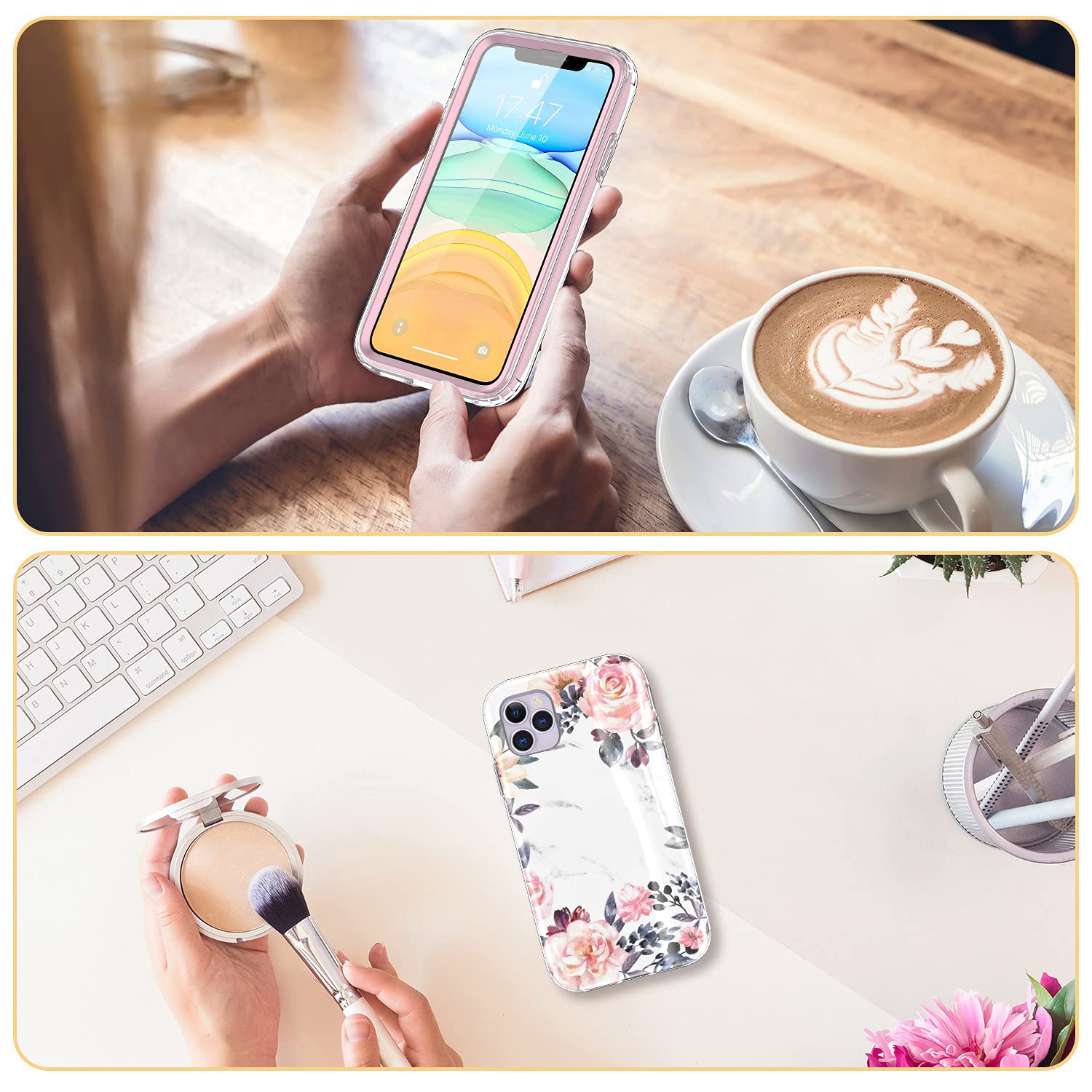 Esdot iPhone 11 Pro Max Case with Built-in Screen Protector - Fashion Floral Design for Women & Girls | Shockproof Protective Phone Cover for Apple iPhone 11 Pro Max 6.5