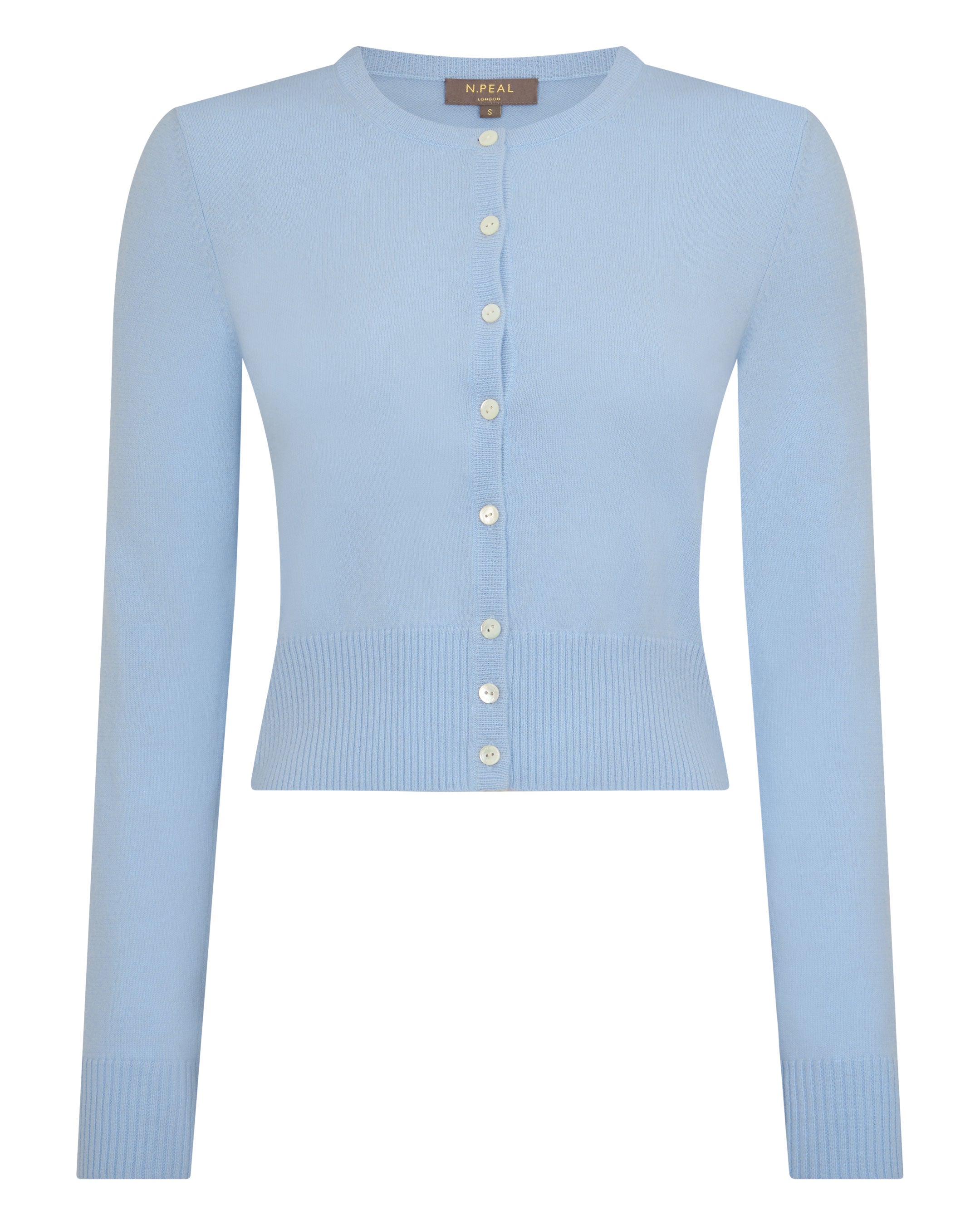 Women's Ivy Cropped Cashmere Cardigan - Soft Luxurious Knit Sweater in Sea Mist Blue | Perfect for Fall Layering & Office Wear