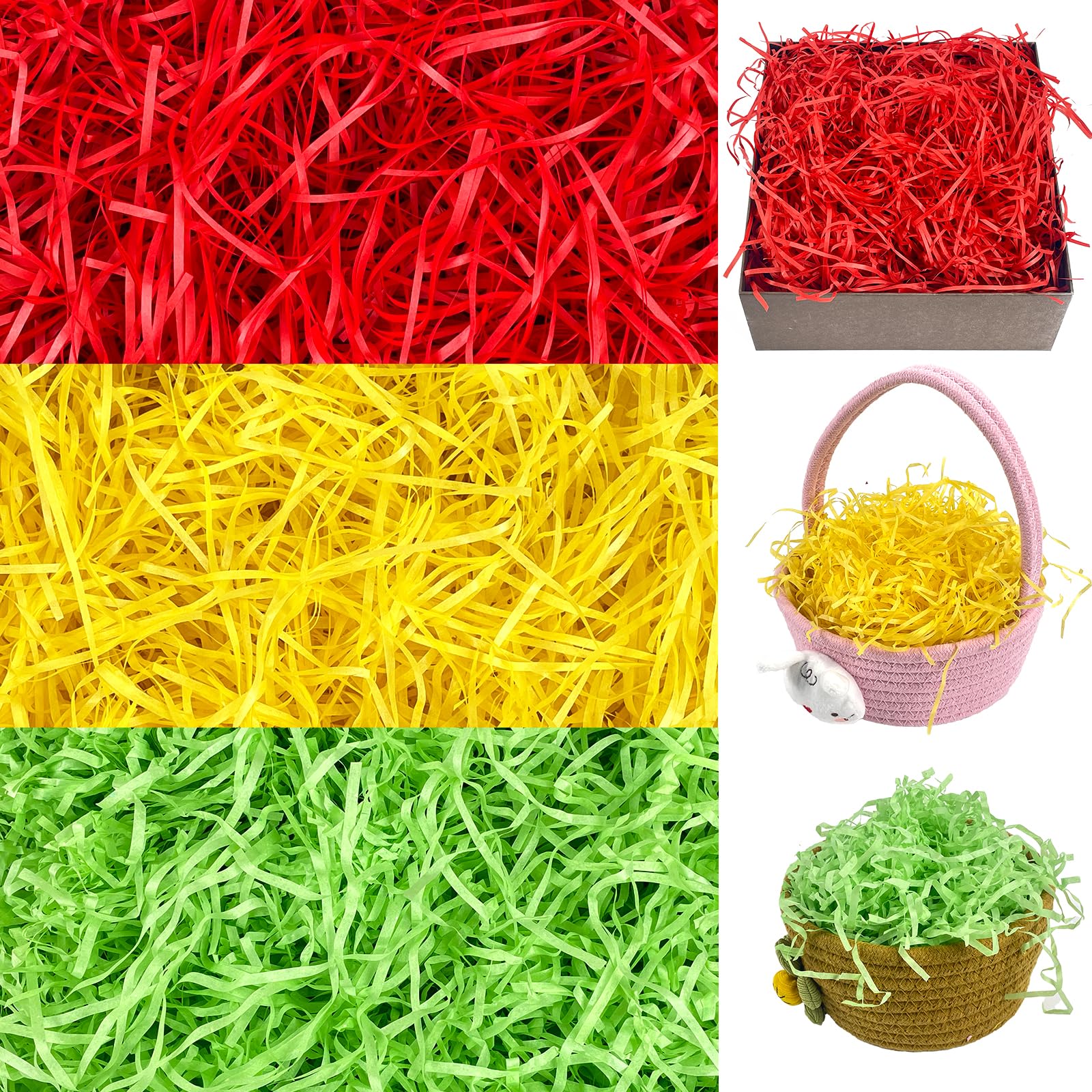 Eco-Friendly 10.5oz (300g) Recyclable Raffia Paper Shreds - Bulk Easter Basket Grass Filler for DIY Crafts, Party Decorations & Spring Celebrations