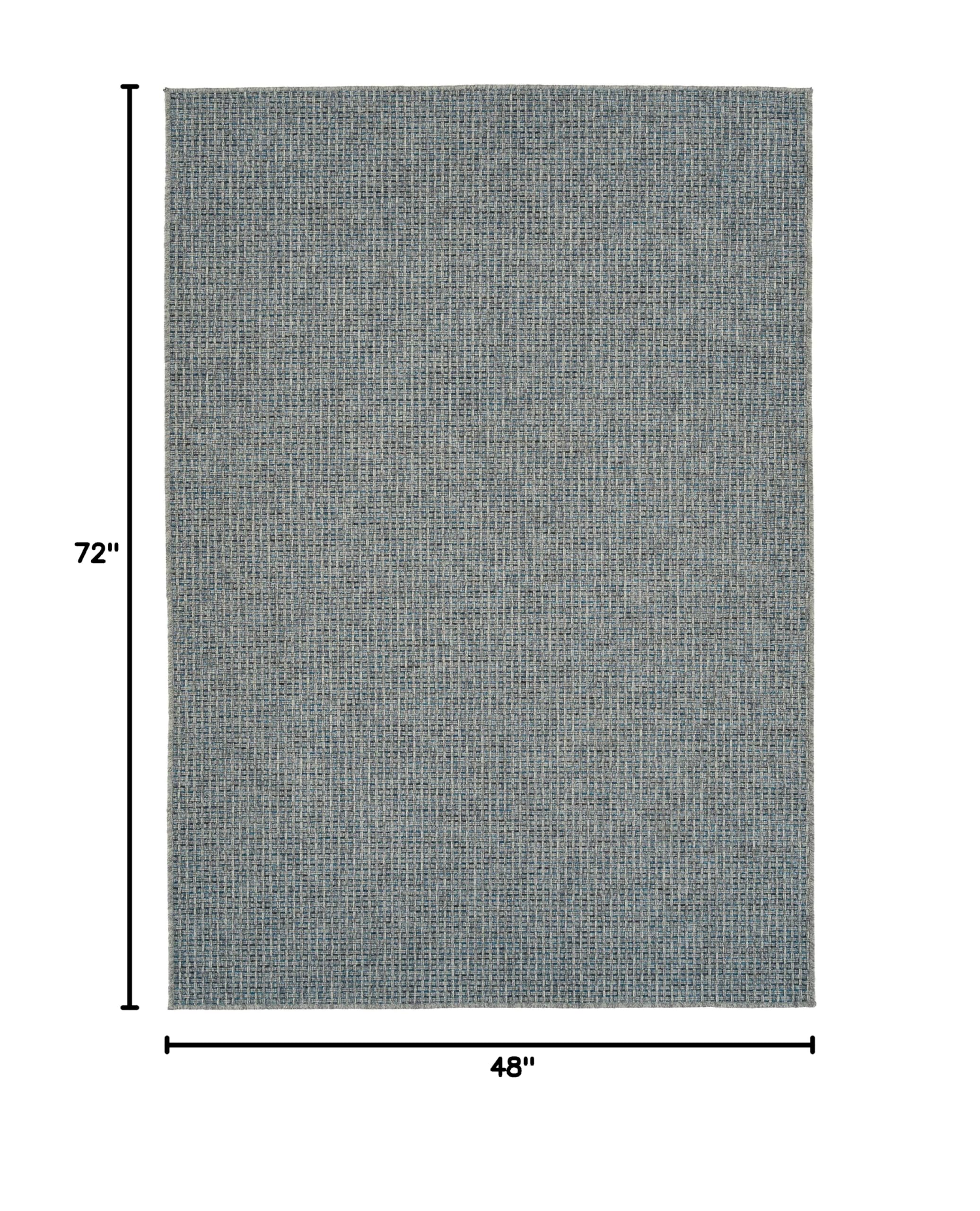 Kaleen Rugs Bacalar Collection Blue 4' x 6' Rectangle Area Rug - Soft Modern Boho Rug for Living Room, Bedroom & Office Decor