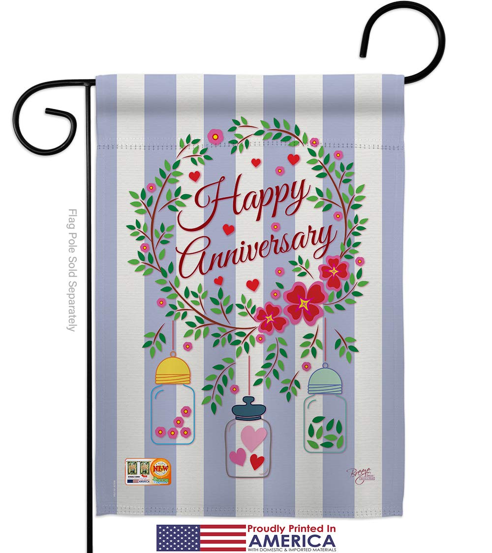 Happy Garden House Flags Set - Wedding Anniversary Decor for Yard & Party