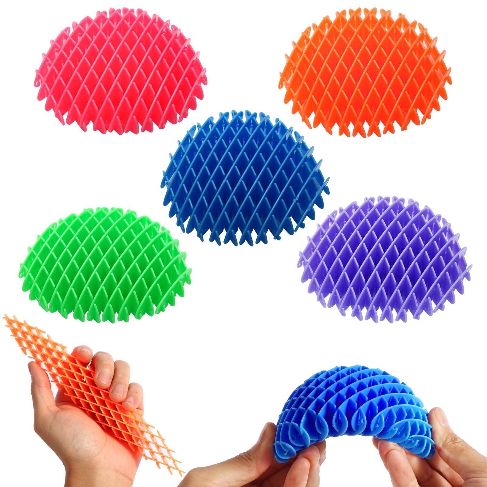 5 Pack Mini Fidget Worm Toys for Kids & Adults - Stretchy Elastic Mesh Sensory Toys for Stress Relief, Anxiety & ADHD - Fun Party Favors for Classroom, Office & Travel (8-12 Years)