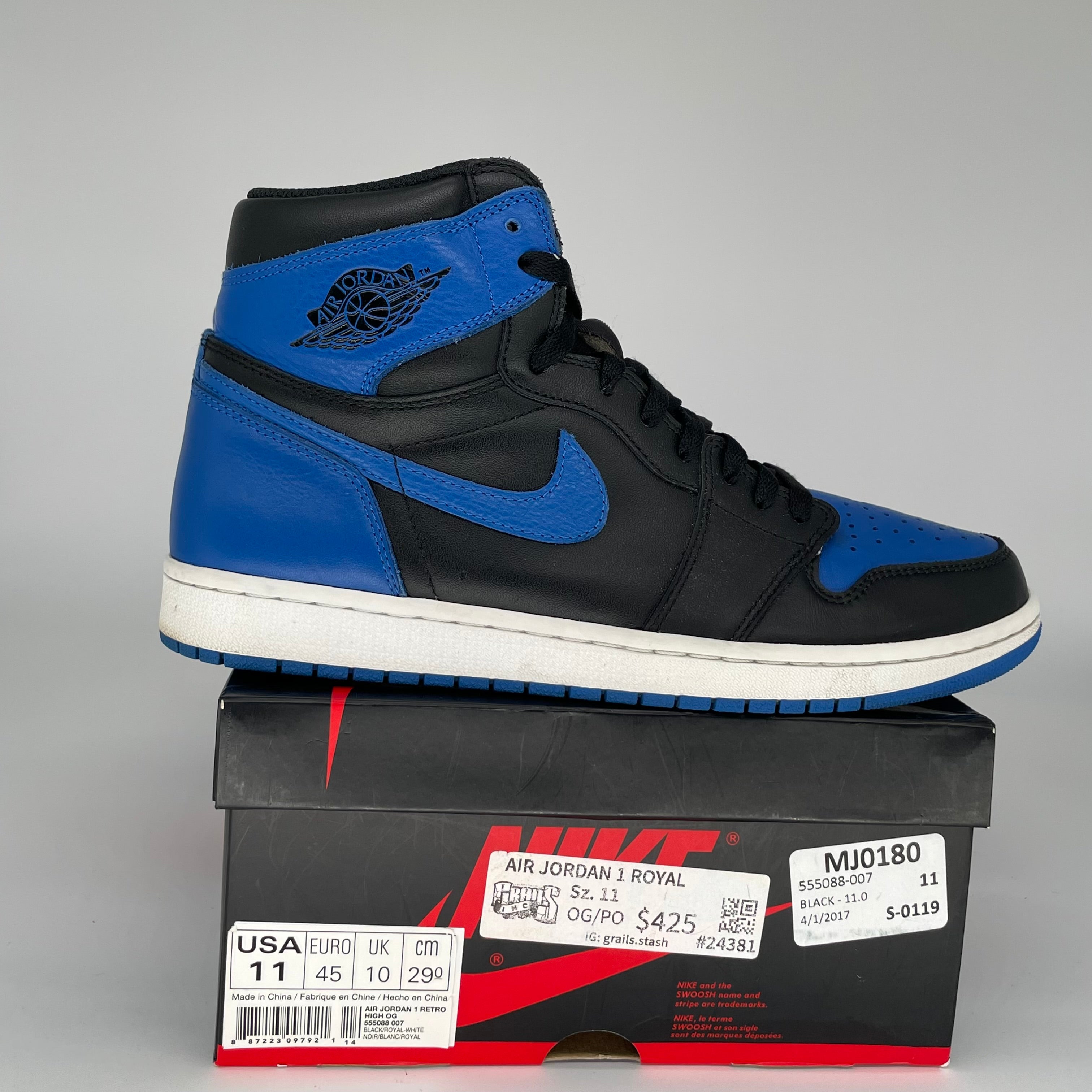 Original Air Jordan 1 Royal Blue Men's Size 11 Sneakers 555088-007 - Basketball Shoes for Streetwear & Casual Outfits