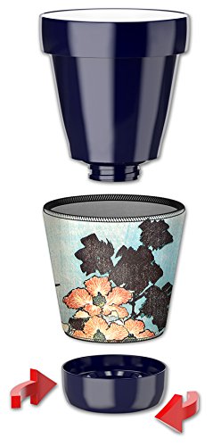 12-Oz Insulated Lowball Tumbler with Removable Wet Suit Cover - Hokusai Hibiscus & Sparrow Design - Perfect for Iced Coffee, Cocktails, and Home Bar Use
