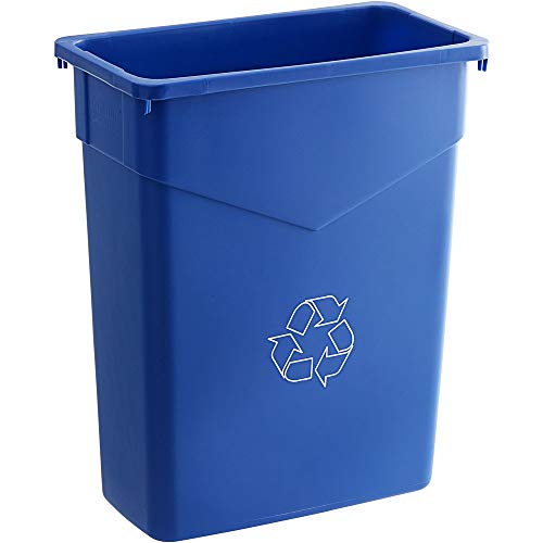 5 Pack 60 Qt (15 Gallon / 57 Liter) Slim Blue Rectangular Recycling Bins - Kitchen Trash Cans, Plastic Waste Baskets for Home, Office, Garage & Outdoor Use