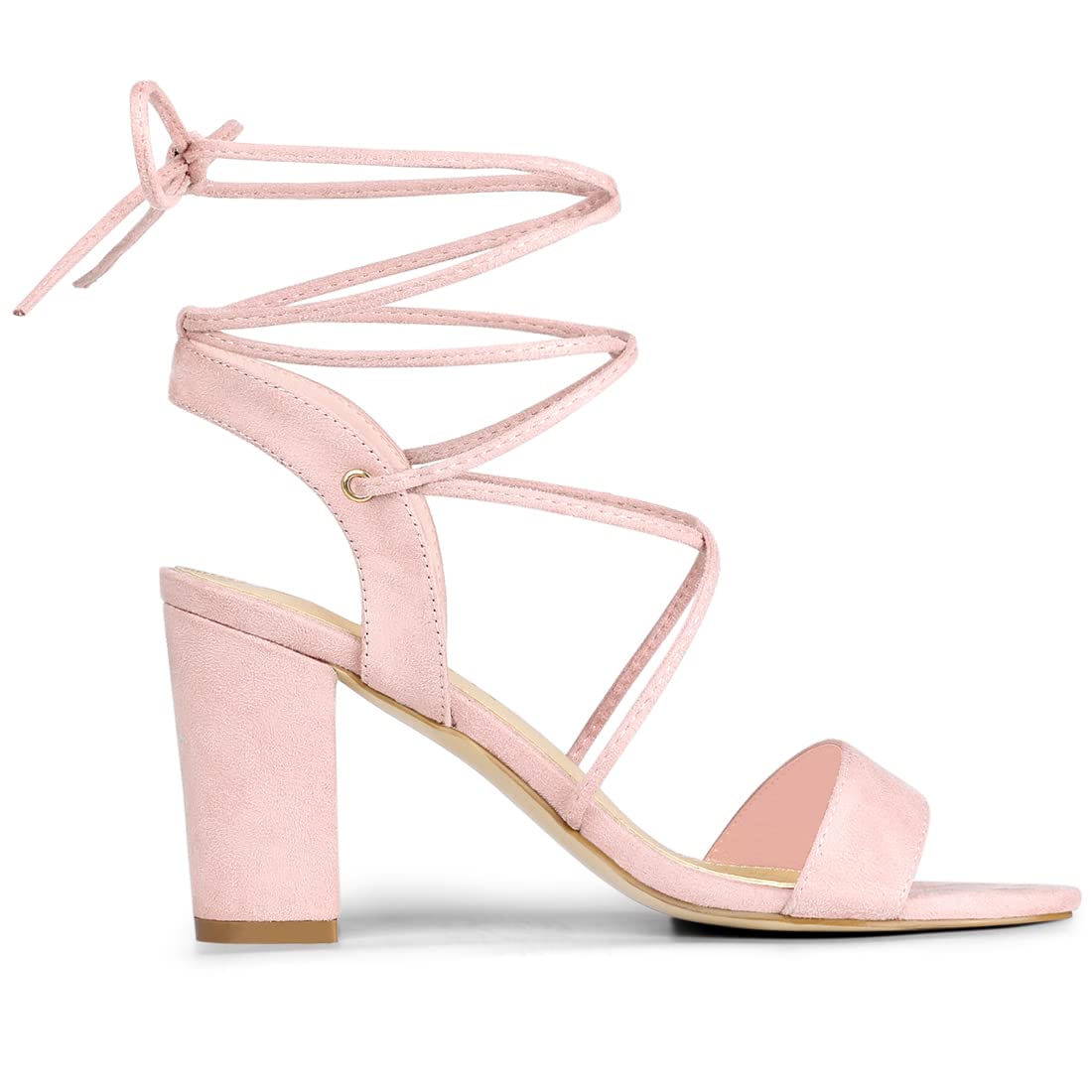 Allegra K Women's Clear Strap Block Heel Lace-Up Sandals - Comfortable Chunky Heel Dress Shoes for Wedding, Party & Evening Events