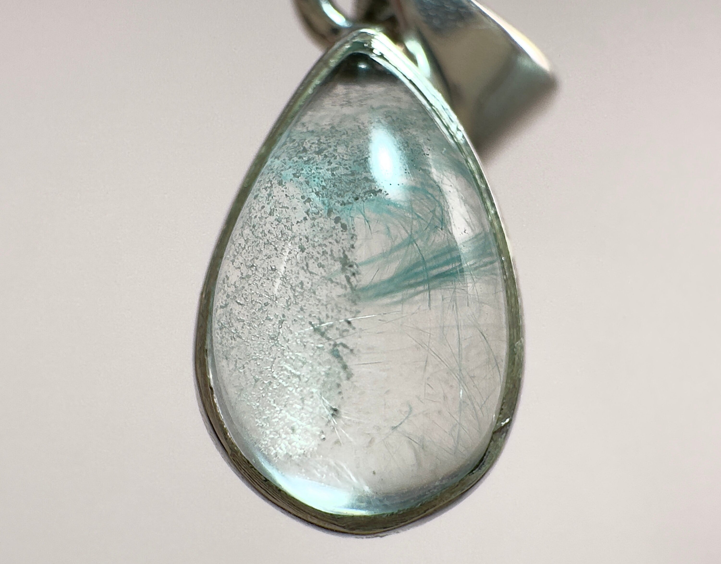 Rare Ajoite Included Quartz Crystal Pendant - Sterling Silver Teardrop Jewelry from Messina, South Africa | Healing Crystal Necklace for Meditation & Energy Work