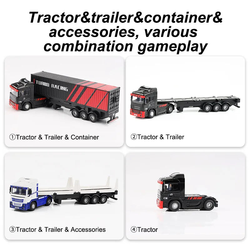 Turbo Racing 1:76 Scale C50 RC Semi Truck Trailer with Remote Control - Perfect for Kids, Collectors & Indoor Racing Fun