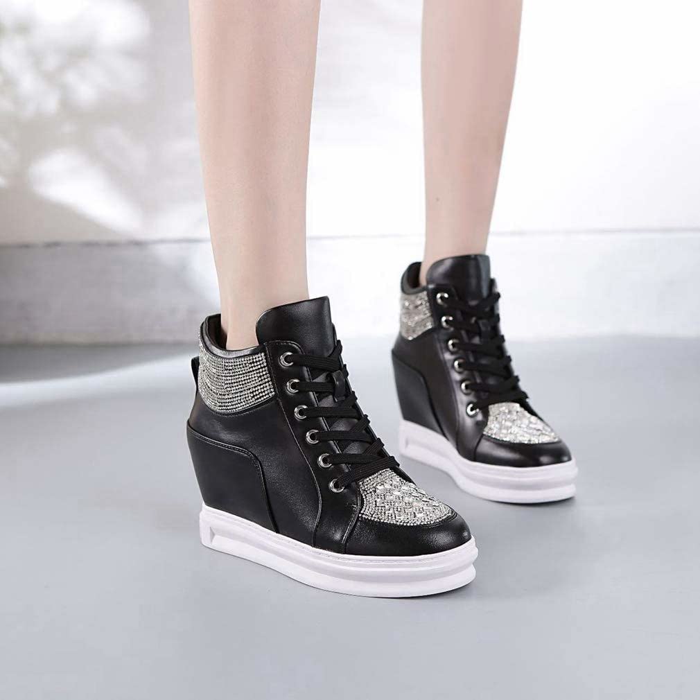 ZBYY Women's Fashion Platform Sneakers - Lace Up Hidden Wedge Heel High Top Walking Shoes | Comfortable Ankle Booties for Casual Outfits, Street Style & Daily Wear