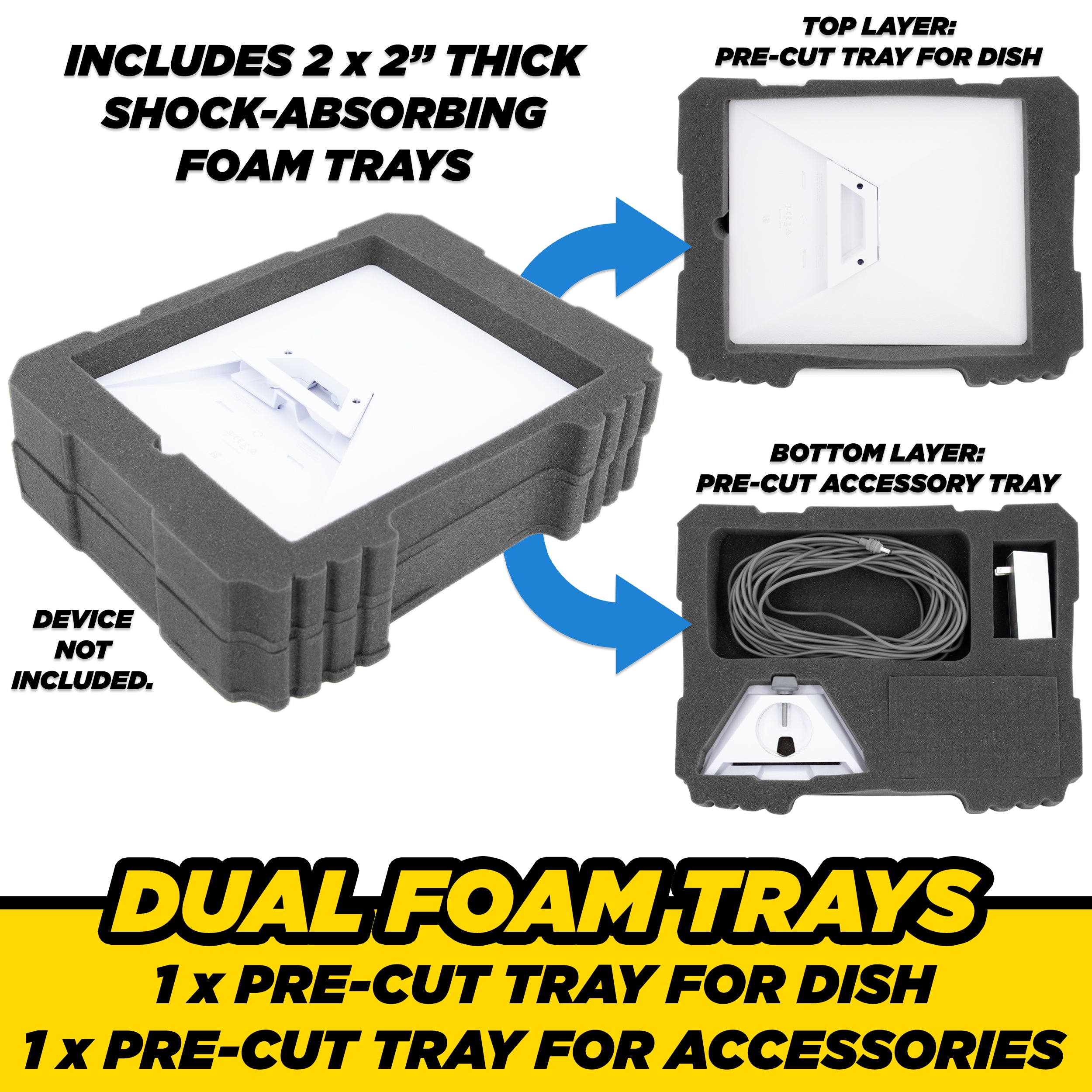 CASEMATIX Hard Shell Travel Case for Starlink Mini Dish Satellite Router & Accessories - Customizable Dual Layer Foam Protection - Perfect for Camping, RV Trips & Outdoor Adventures
