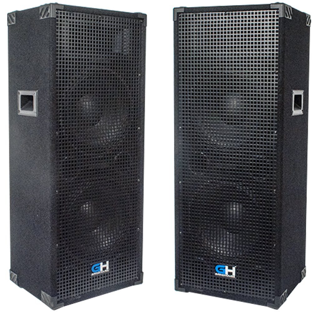 Grindhouse GH212L Pair - 1250W Dual 12 Inch 2-Way Passive PA/DJ Loudspeaker Cabinets - Full Range Live Sound Speakers for Concerts, Events, and DJ Performances