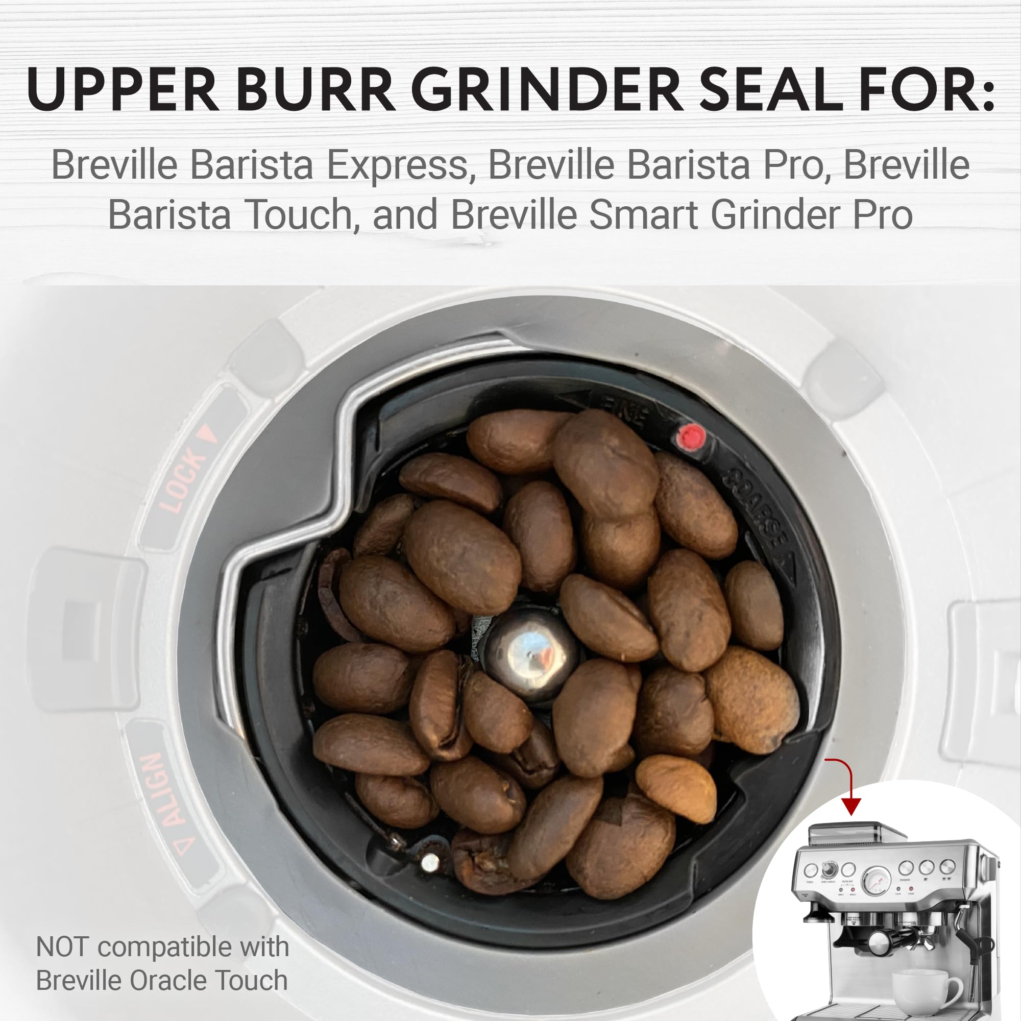 2-Pack Breville Barista Express/Pro/Touch & Smart Grinder Pro Upper Burr Grinder Seal Replacement - Durable Espresso Machine Gasket for Coffee Grinders - Perfect for Home Baristas & Coffee Shops