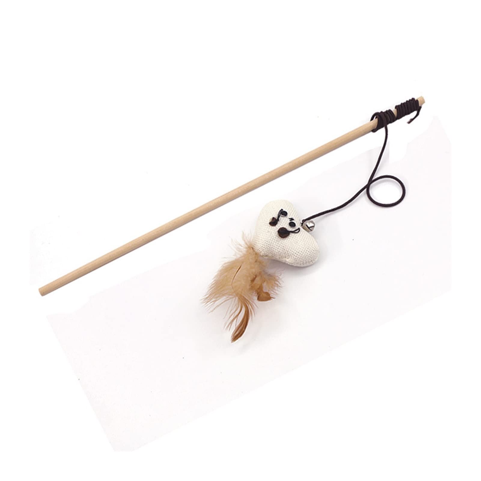 Interactive Cat Feather Toy with Wooden Stick & Mini Bell - Cartoon Mouse Teaser for Playful Cats - Perfect for Indoor Play, Exercise & Bonding