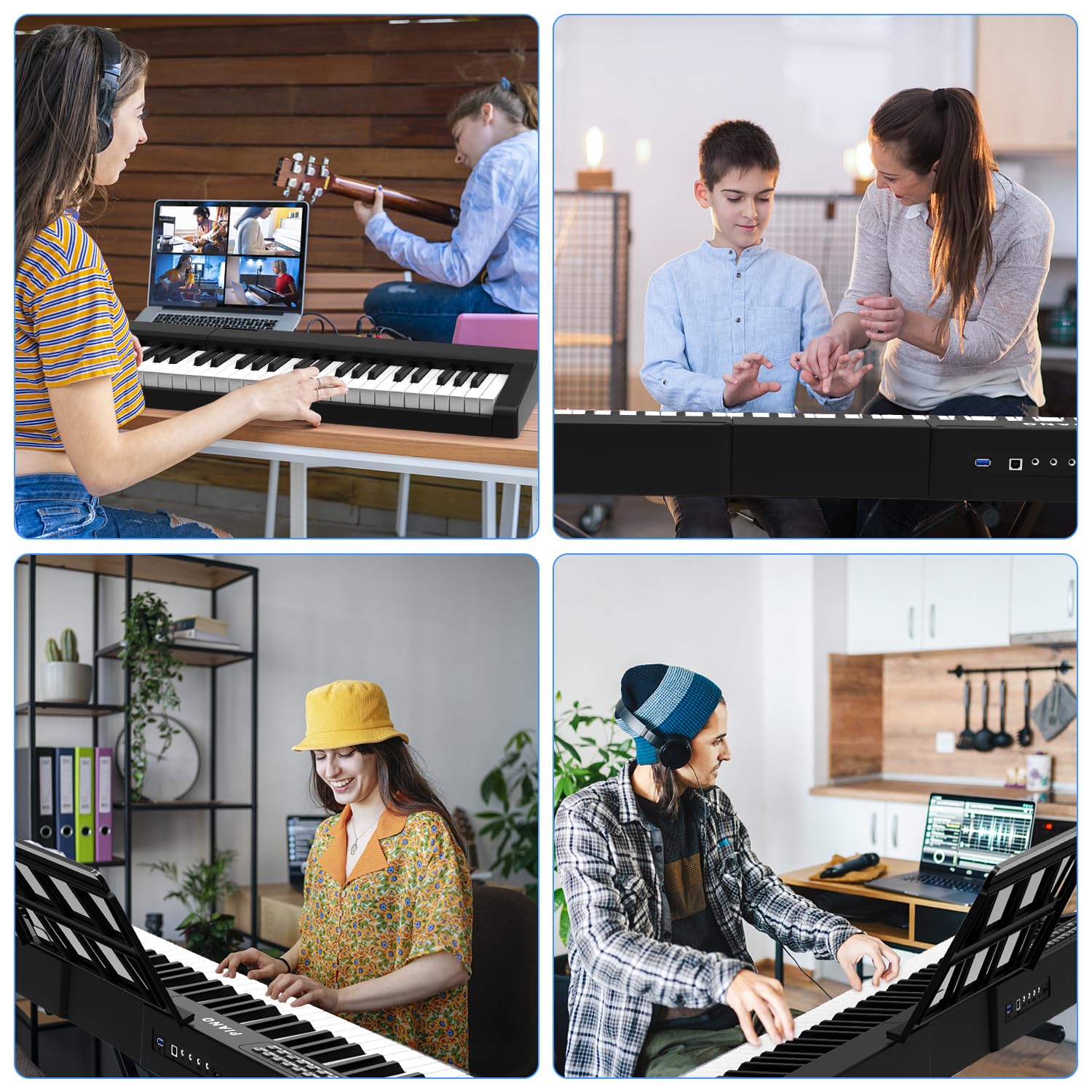 88-Key Digital Piano with Semi-Weighted Keys - Full Size Electronic Keyboard with Stand, Built-In Speakers, Sustain Pedal & Bluetooth - MIDI/USB/MP3 Connectivity for Beginners & Adults - Perfect for Home Practice, Studio Recording & Live Performances