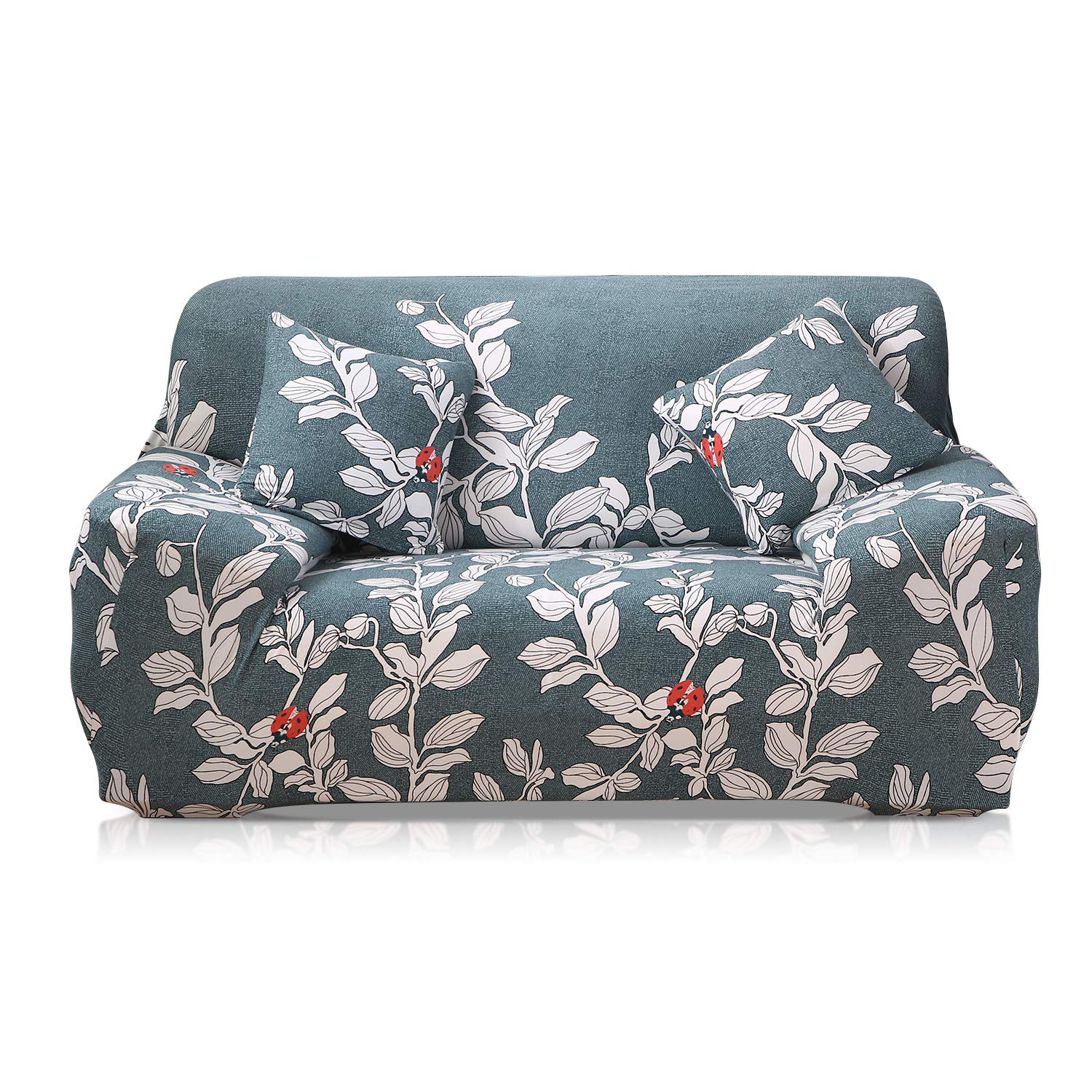 VanderHome High Stretch Sofa Covers - Printed Fabric 3-Seater Slipcover, All-Inclusive Furniture Protector for Couch (Dark Green) - Perfect for Living Room, Family Room & Home Decor Protection