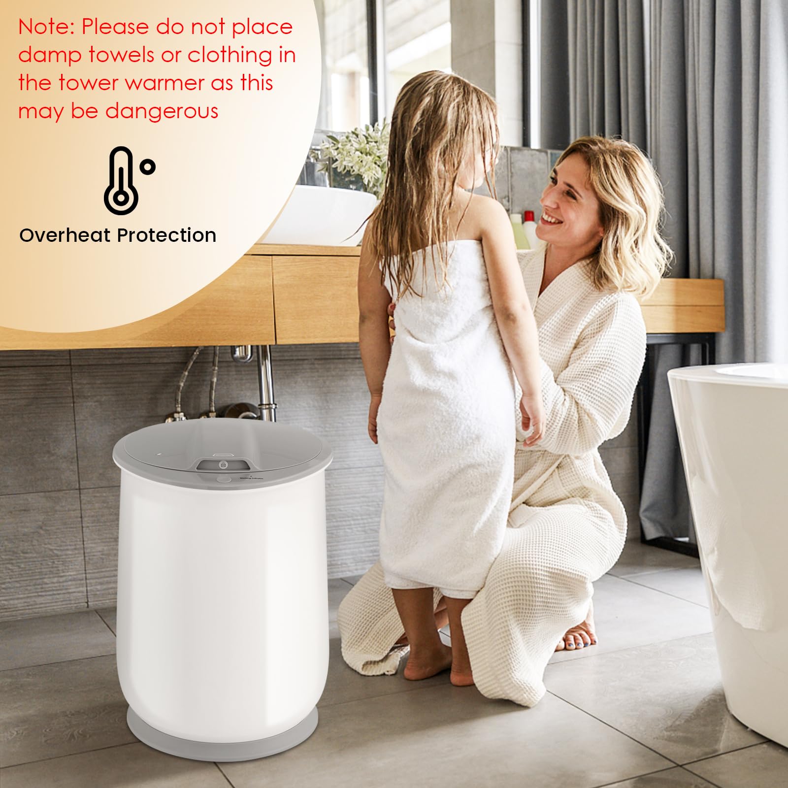 Giantex 21L Large Electric Towel Warmer Bucket with Flip-Top Lid & Safety Lock - 1H Auto Shut Off for 45
