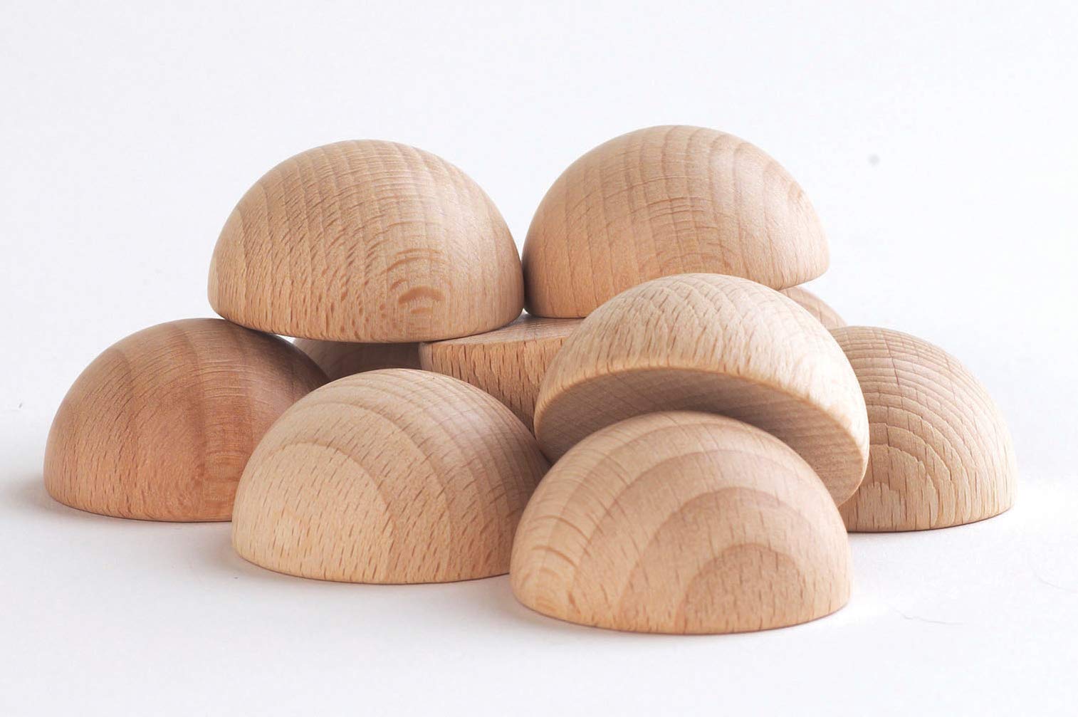 TickiT 73883 Natural Wooden Semispheres - 10-Piece Set for Heuristic Play, Sensory Exploration & Early Learning | Perfect for Montessori, Daycare & Home Education Activities