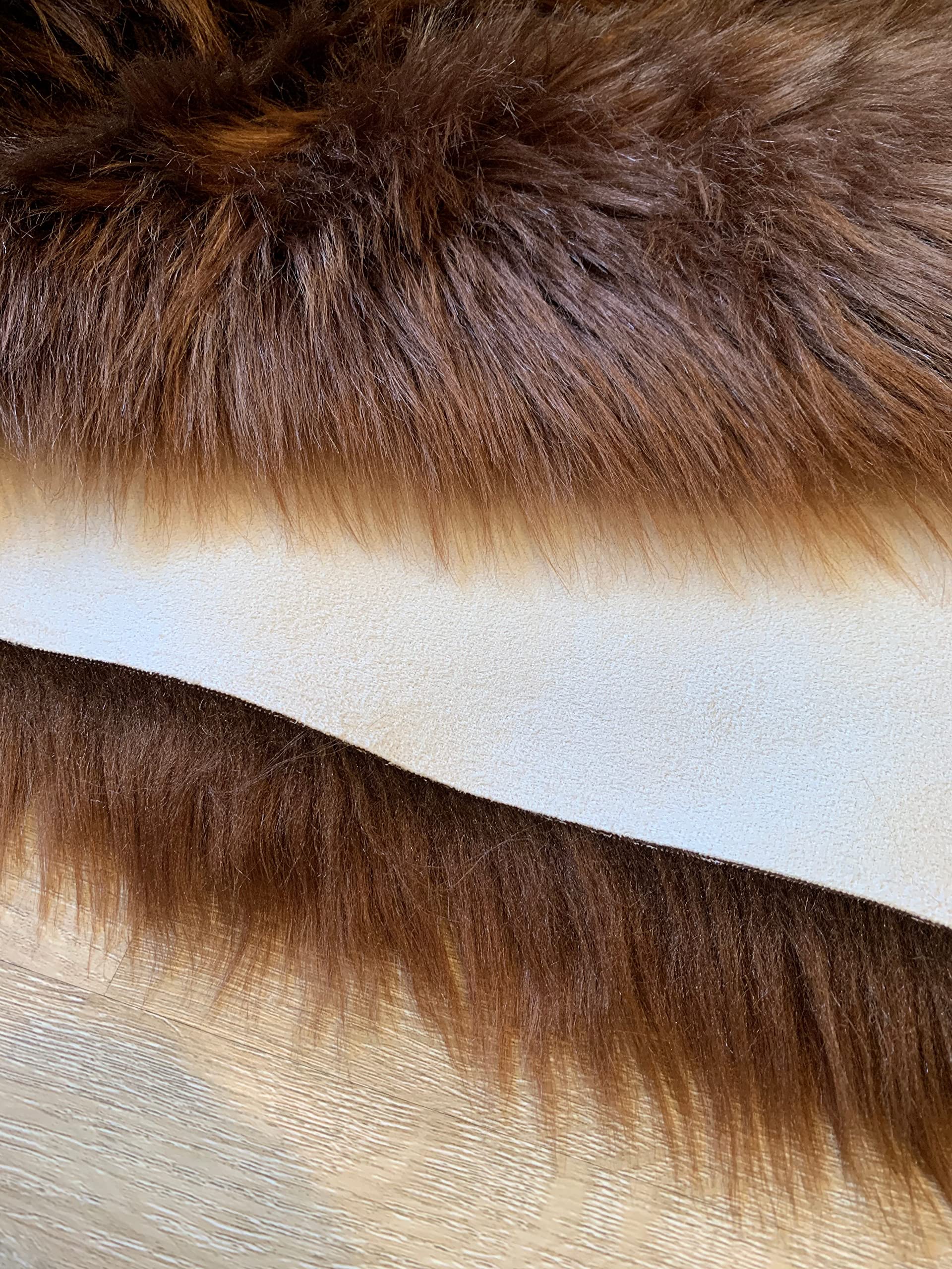 LAMBZY Faux Sheepskin Rug - Super Soft Hypoallergenic Shaggy Carpet for Living Room, Nursery, Bedroom & Sofa - 6'x8' Brown Octo 8 Pelts - Cozy Home Decor, Perfect for Kids Play Area & Winter Floor Warmth