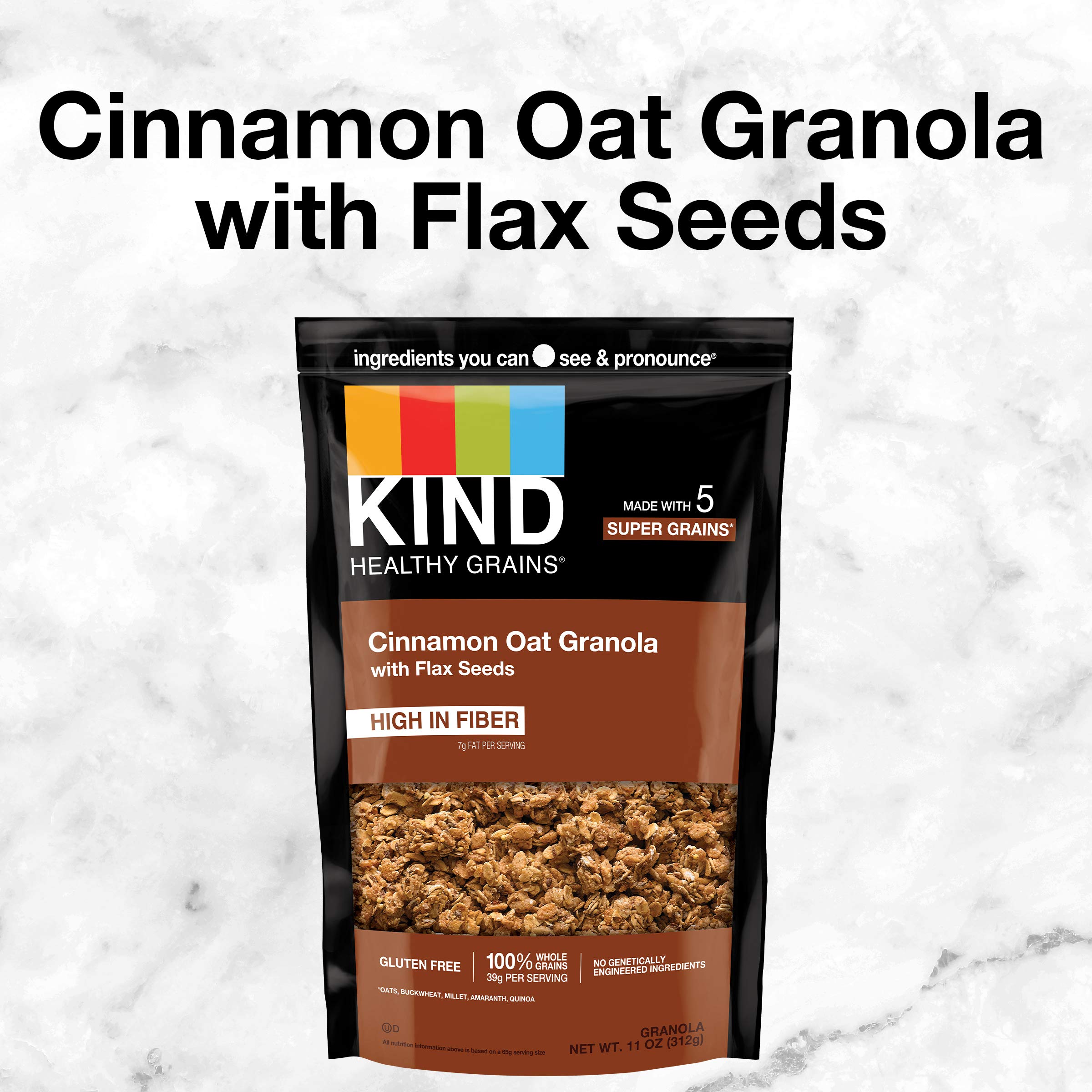 KIND Healthy Grains Clusters - Cinnamon Oat with Flax Seeds, Gluten Free Snack Bars, 11oz (6 Pack) | Perfect for Breakfast, On-the-Go Snacking & Healthy Lifestyle