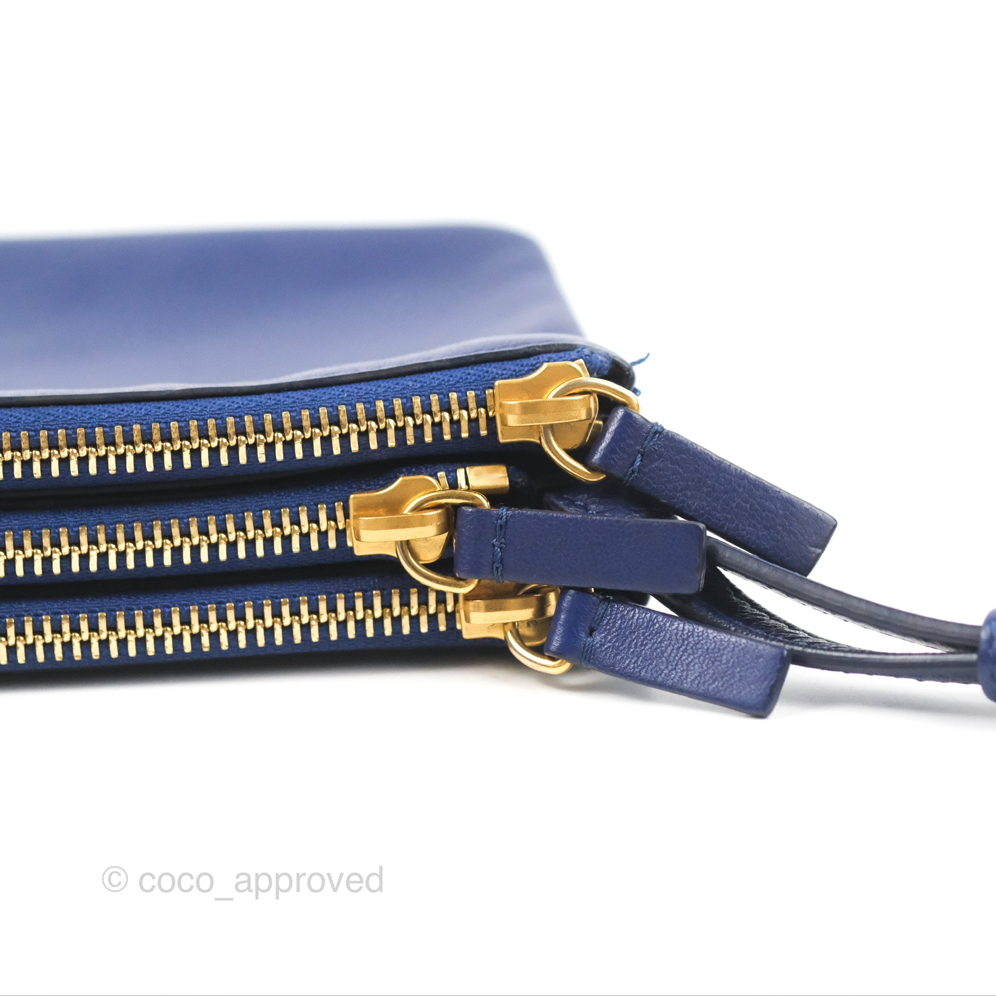 Celine Small Trio Crossbody Bag in Dark Blue Lambskin Leather with Gold Hardware - Perfect for Everyday Use, Travel & Date Nights