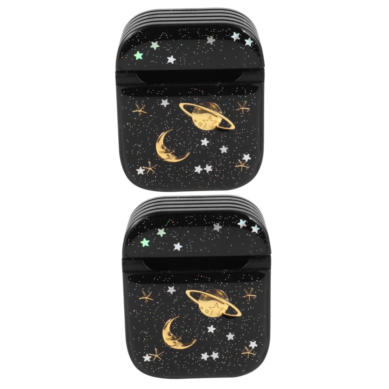 Gadpiparty Glitter Powder Earphone Case Cover 2 Pack - Protective Headphone Storage Organizer Box for AirPods, Wireless Earbuds | Travel, Gym, Office Use