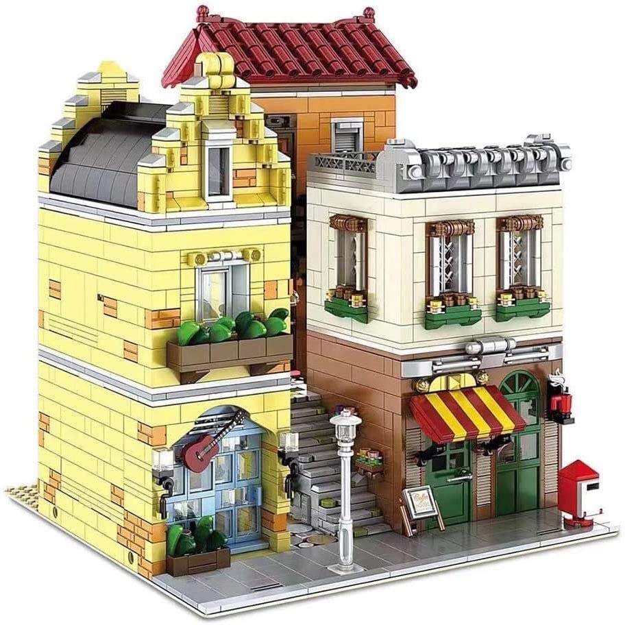 General Jim's LED Light-Up Music Store & Coffee Cafe Modular Building Blocks Set - Compatible with Lego City | Perfect for Home Decoration, Gift Ideas & Creative Play