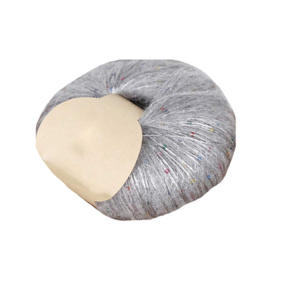 200g Lurex Mohair Yarn with Sequins - Soft Sparkly Light Grey Wool Yarn for Knitting & Crochet - DIY Winter Hats, Sweaters, Shawls & Accessories - Perfect for Cozy Handmade Gifts & Festive Crafts