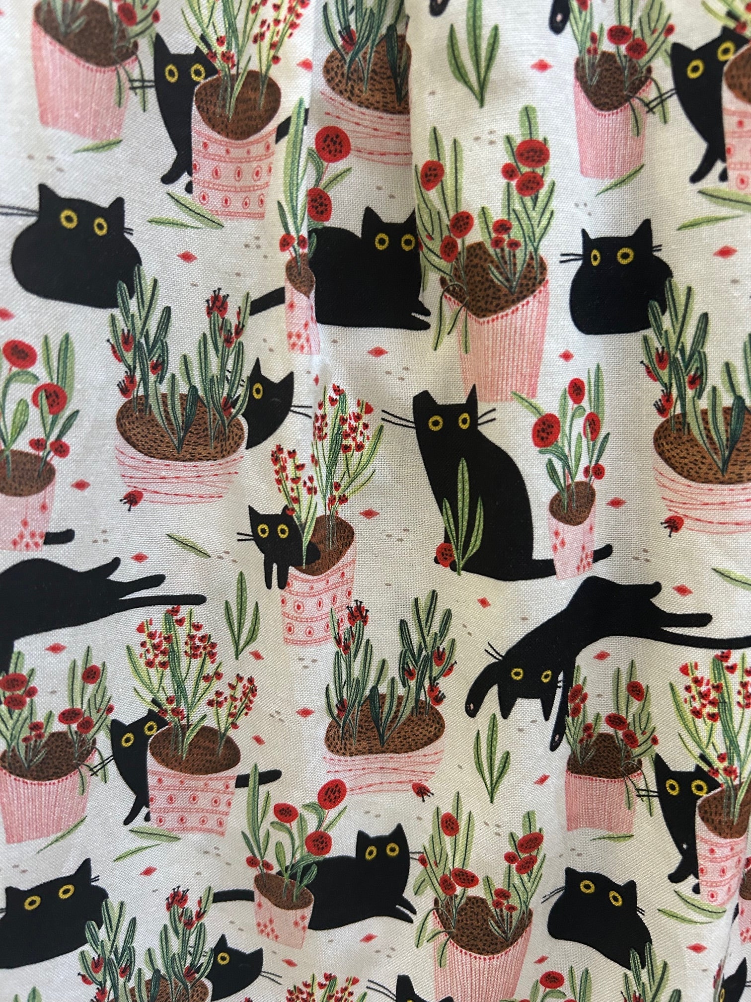 Stylish Cat & Plant Print Collared Dress for Women - Perfect for Casual Outings, Office Wear, and Special Occasions
