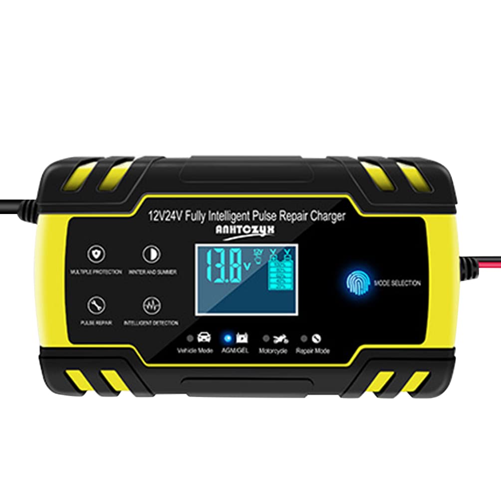 Scicalife Full Smart Battery Charger - 12V/24V Automatic Car & Motorcycle Charger with Fast Power Charging & US Plug - Perfect for Vehicles, Boats, RVs & Emergency Power Supply