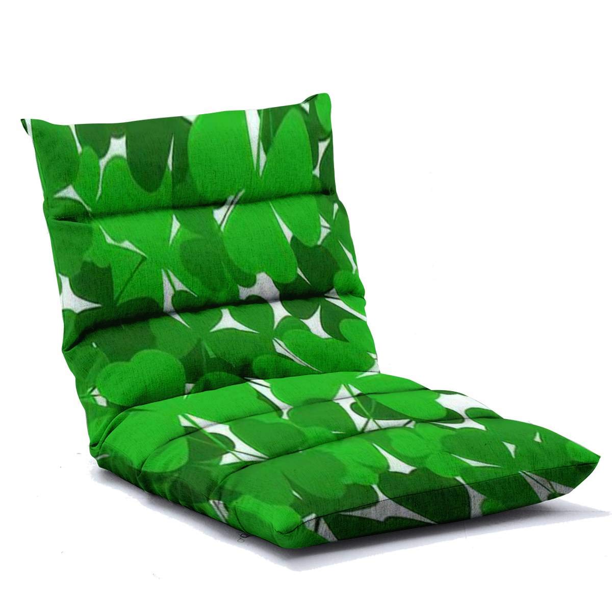 Adjustable Memory Foam Floor Lounger Chair - Green Shamrock Leaves Design - Foldable Floor Sofa for Adults - Perfect for Home, Office, Reading, Watching TV & Gaming - Saint Patrick's Day Decor