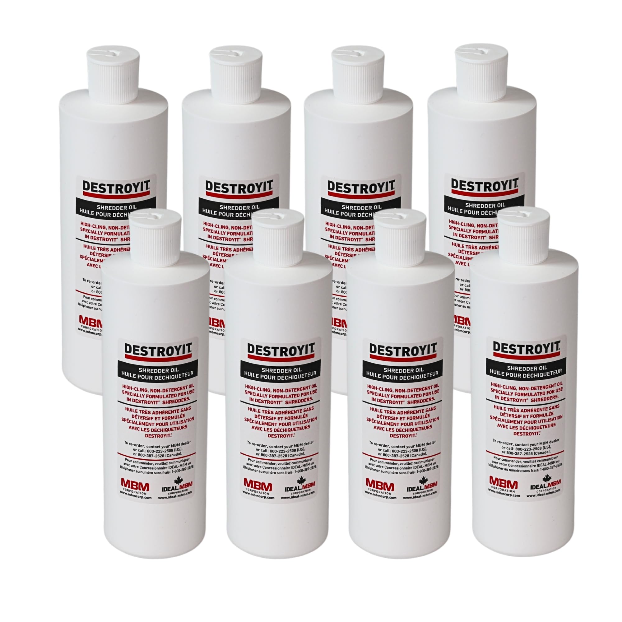 MBM Destroyit 8 Pints of High-Performance Paper Shredder Lubricant (8 x 1 Pint Bottles) - CED21/8 | Extends Shredder Life & Prevents Jams for Office, Home & Commercial Use