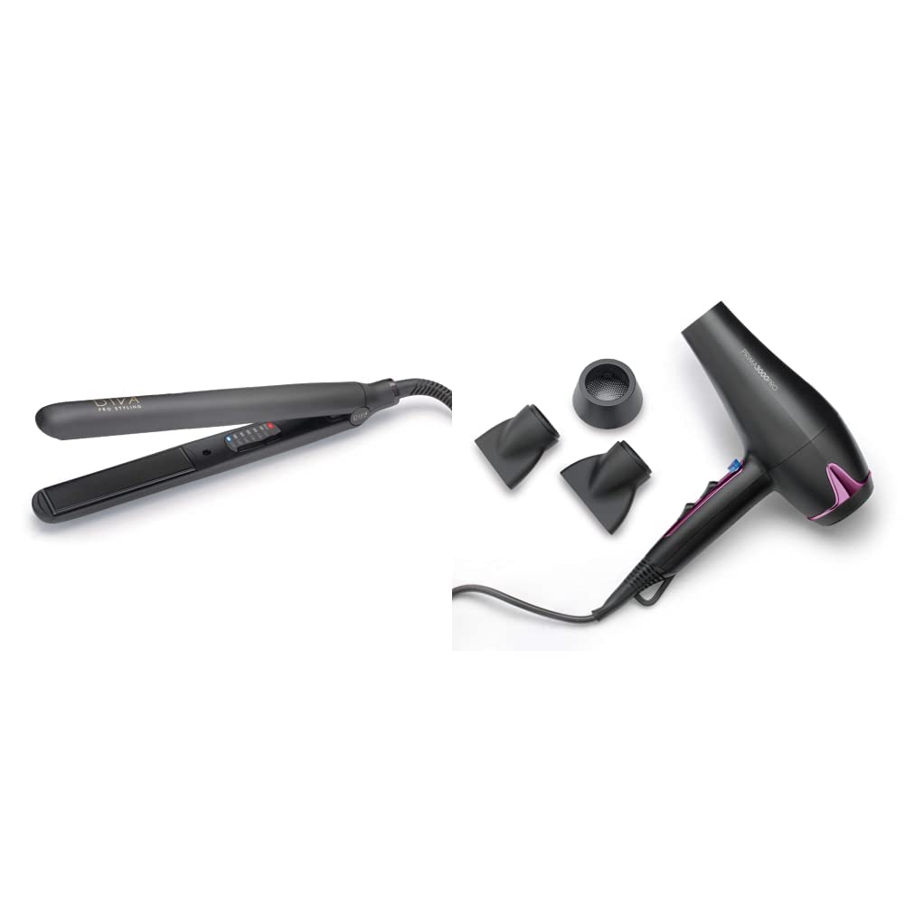 Diva Pro Styling Digital Hair Straightener with Keratin & Argan Oil Infused Ceramic Plates - Onyx Black | Professional Hair Styler & Flat Iron for Smooth, Shiny Hair | Salon Quality at Home | Perfect for Daily Styling, Special Occasions & Travel