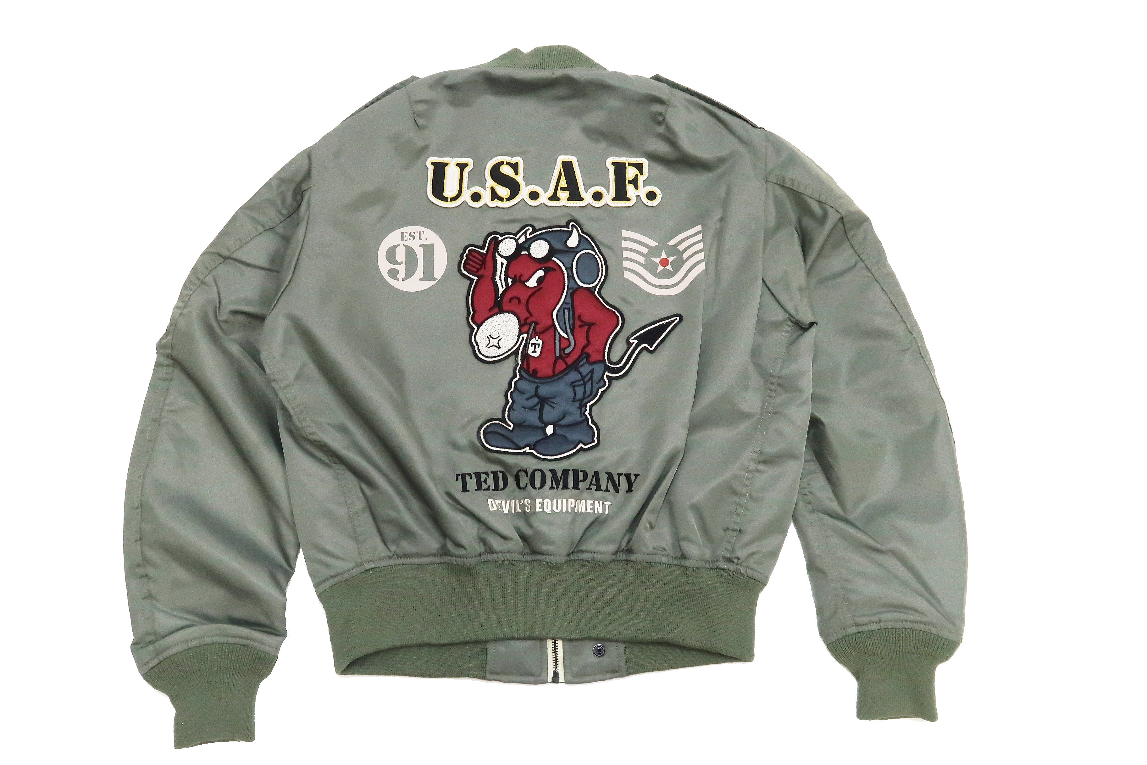 Tedman Lightweight Men's Flight Jacket - Lucky Devil Custom Nylon Bomber Jacket TL2 190 Gray | Water-Resistant Windbreaker for Outdoor Activities, Travel & Casual Wear