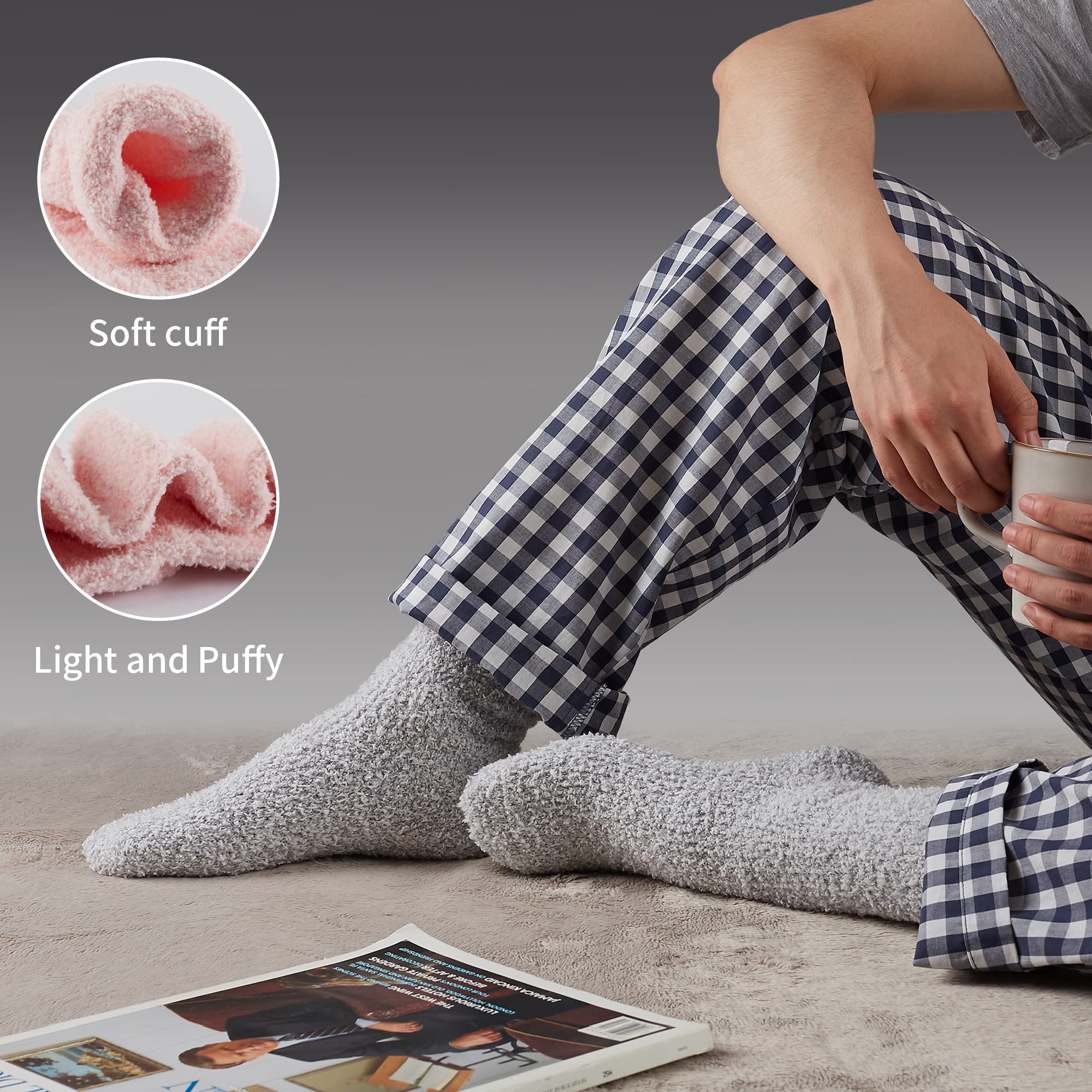 MONFOOT Women's & Men's 2-3 Pack Ultra Soft Fuzzy Warm Slipper Socks - Cozy Indoor & Outdoor Winter House Socks for Home, Office & Travel