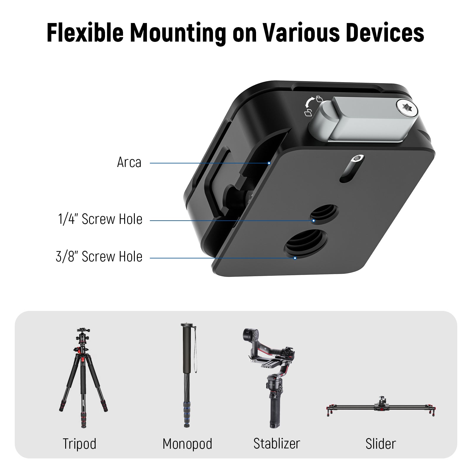 NEEWER CA009 Arca Type Quick Release Plate Kit for DSLR Cameras - Compatible with Tripods, Monopods & Ball Heads - Perfect for Photography, Videography & Travel