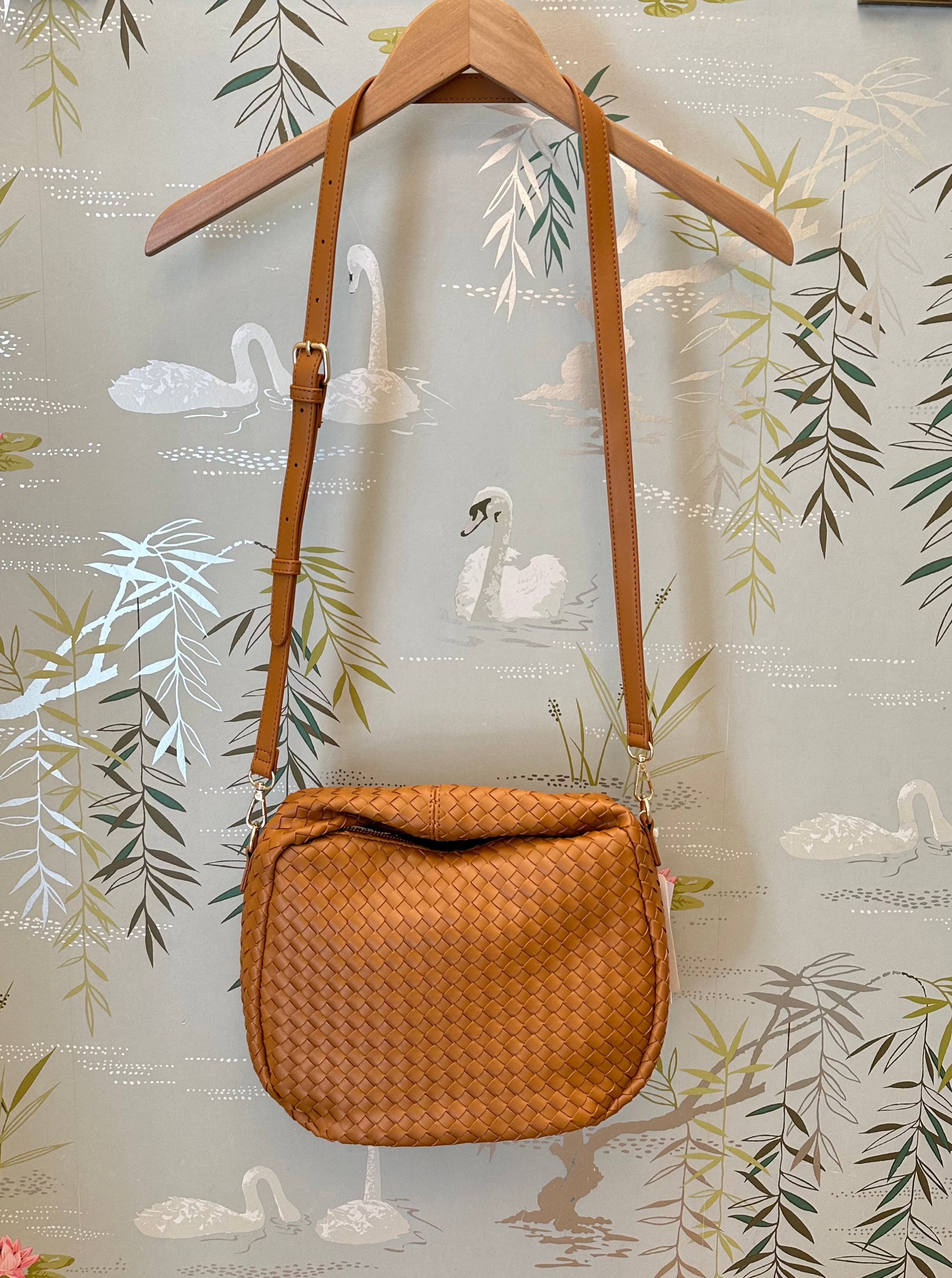 Hailey Woven Leather Handbag for Women - Stylish Tan Crossbody Purse with Adjustable Strap, Perfect for Work, Travel and Everyday Use