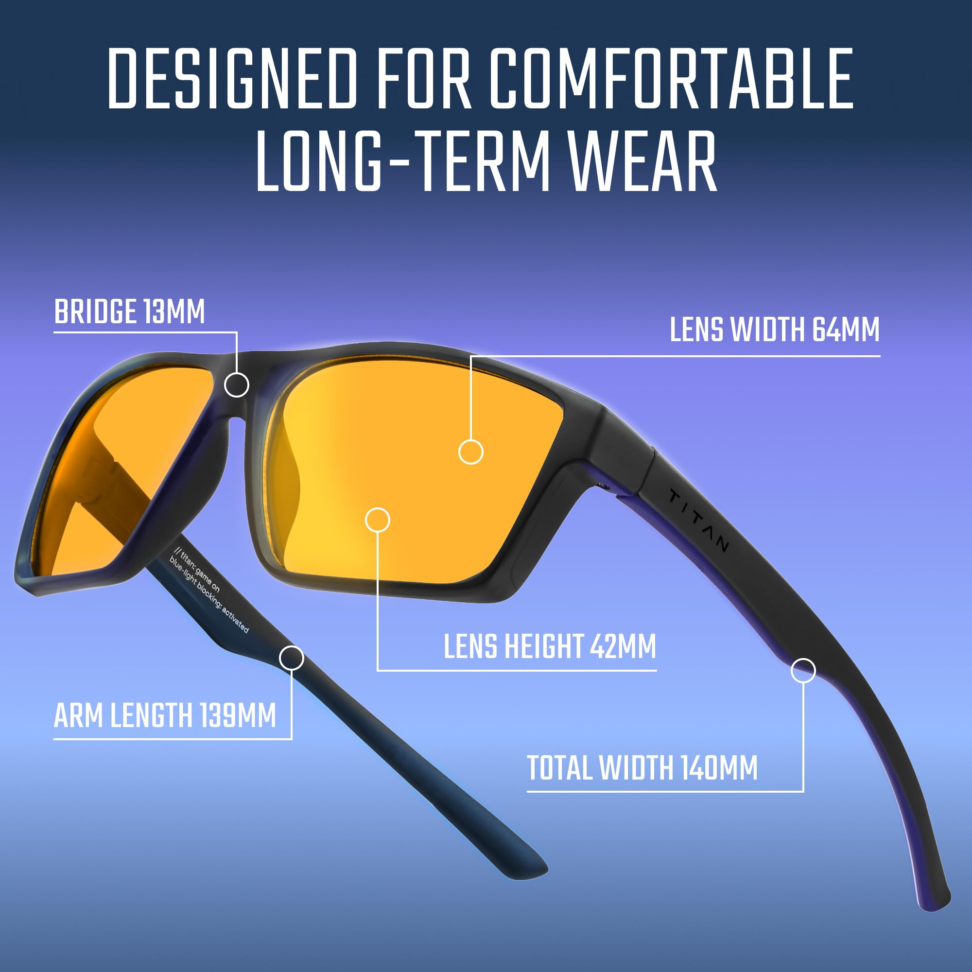 Titan Anti Blue Light Gaming Glasses - UV400 Protection for Men | Reduce Eye Strain for Gaming & Work