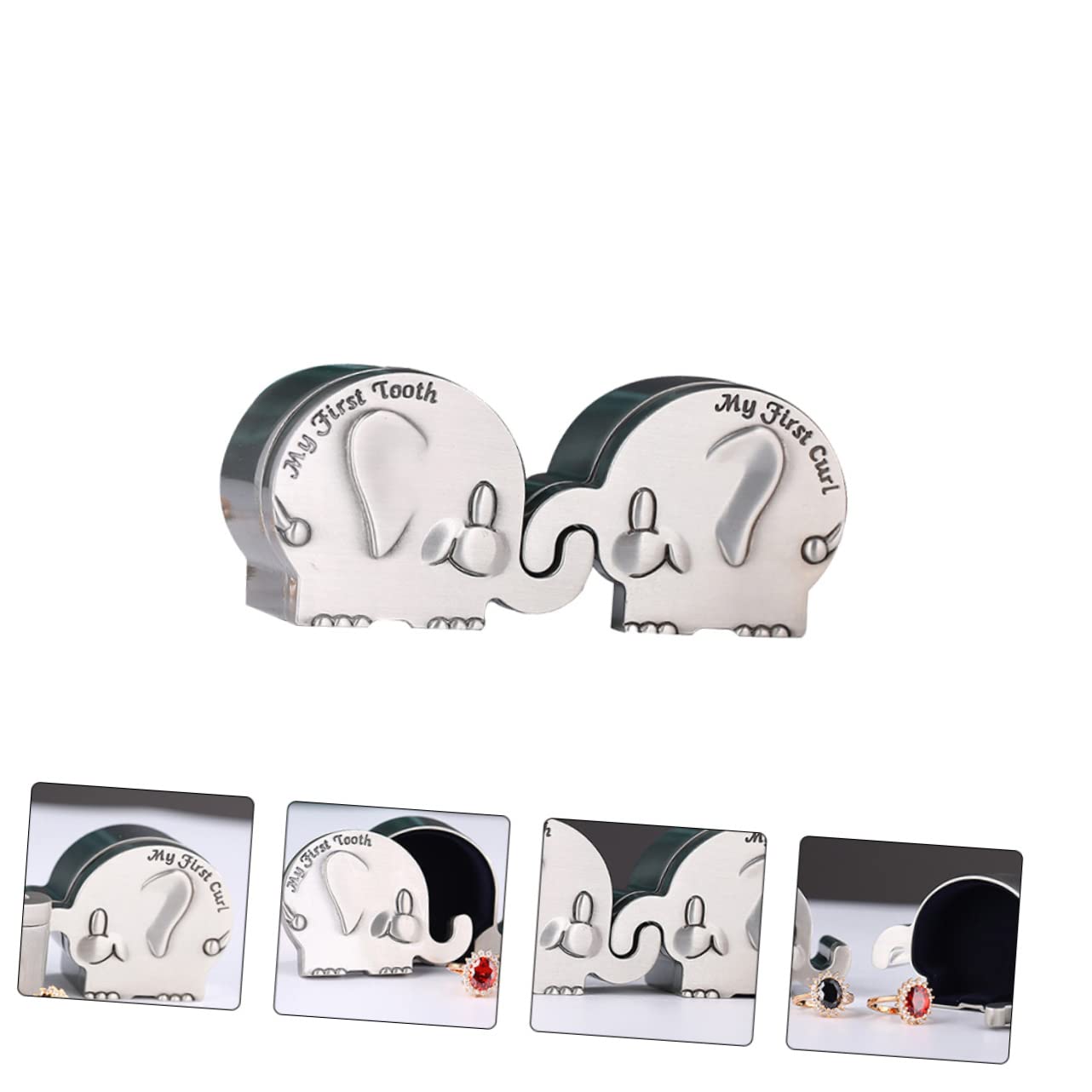 ibasenice 3 Pairs Stylish Elephant Baby First Tooth Keepsake Box - Unique Baby Teeth Storage for Newborn Boys and Girls - Perfect Baby Shower Gift & Milestone Memory Preservation