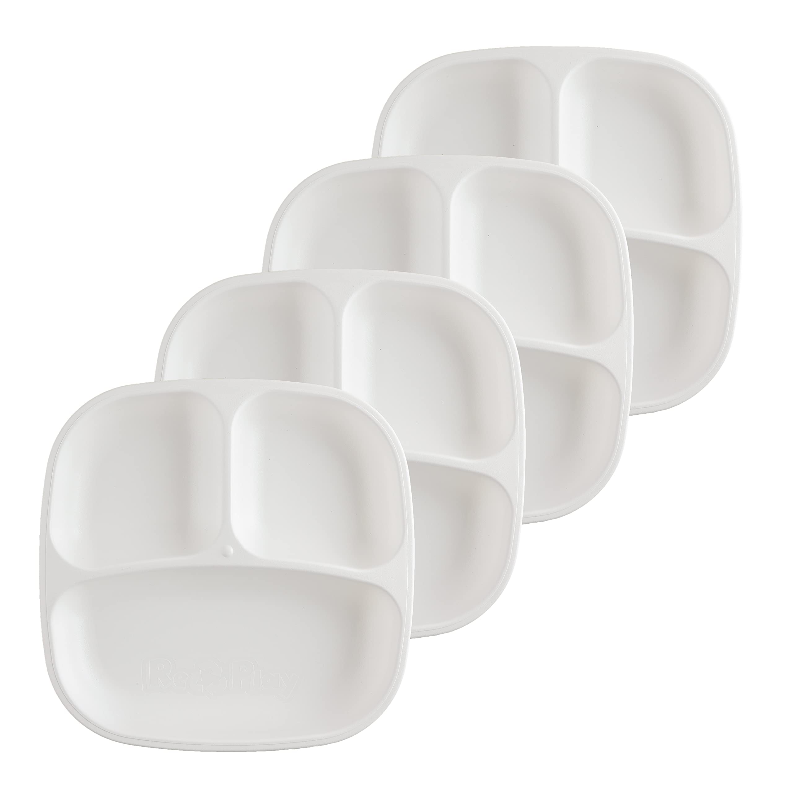 Re-Play USA Made 3-Compartment Kids Plates - Pack of 4 | Durable Divided Toddler Plates 7.37