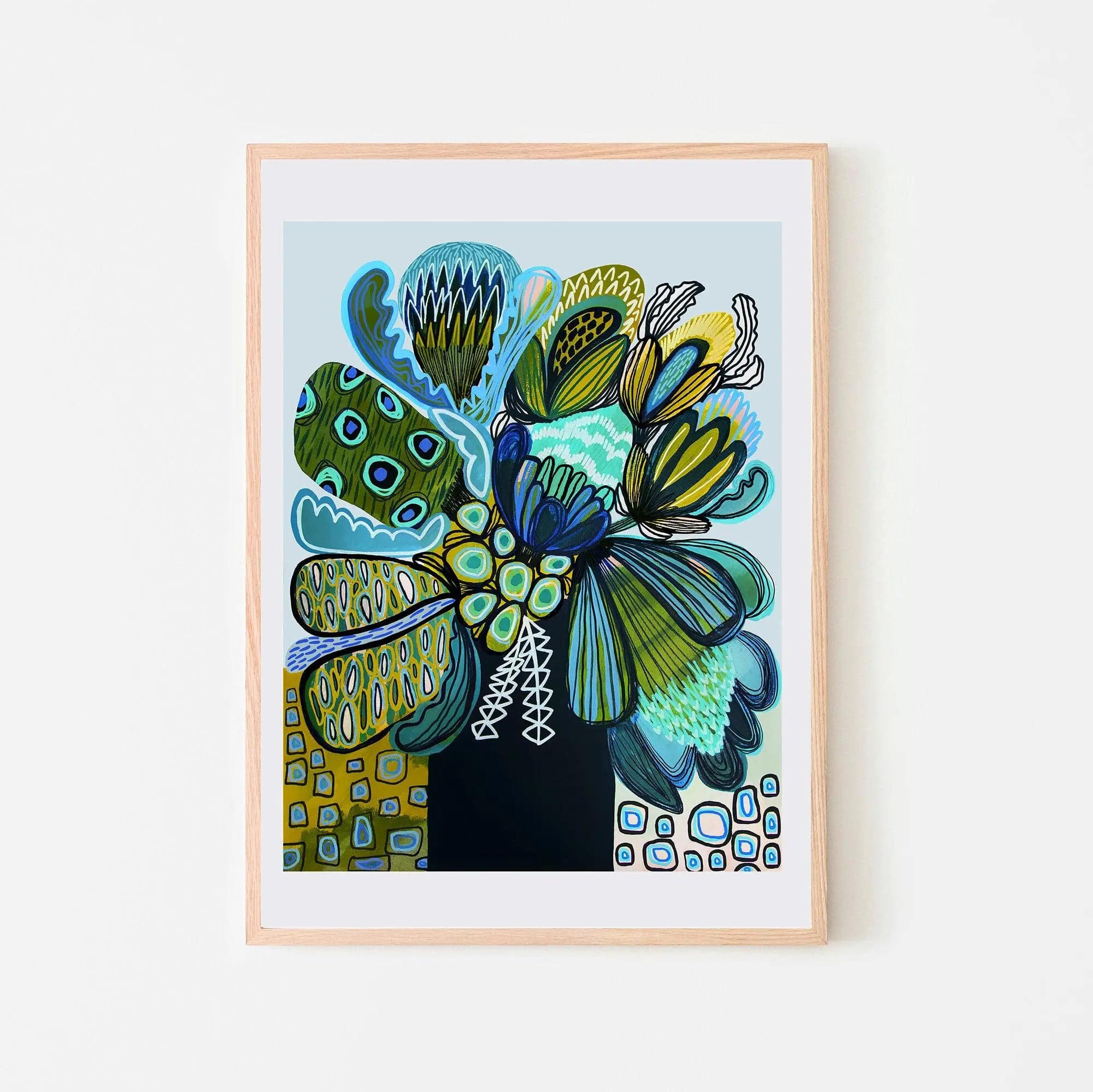 Australia Blue Proteas Art Print - High-Quality Floral Wall Decor for Home & Office | Perfect for Living Room, Bedroom, and Gift Giving