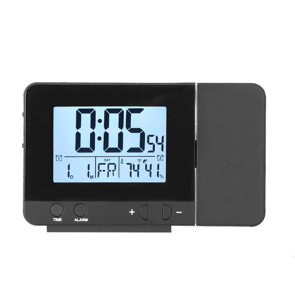 Rechargeable Projection Alarm Clock with Temperature Display - Dual Alarm Clock for Bedroom, Home Office & Travel - Perfect for Nightstand, Desk or Gift